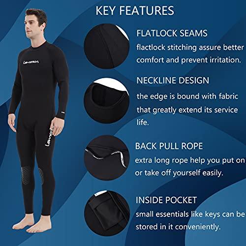Lemorecn Lemorecn Mens Wetsuits Jumpsuit Neoprene 3/2mm Full Body Diving Suit (3031black-3XL)