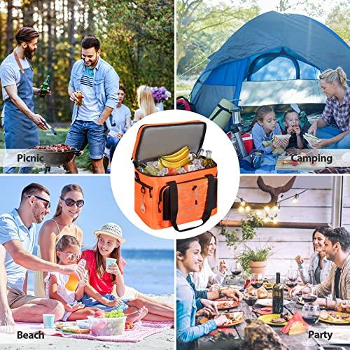 Maelstrom Maelstrom Collapsible Soft Sided Cooler - 60 Cans Extra Large Lunch Cooler Bag Insulated Leakproof Camping Cooler, Portable for Grocery Shopping, Camping, Tailgating and Road TripsOrange
