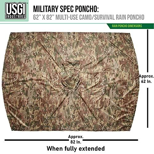 USGI Industries USGI Industries Military Style Poncho | Lightweight Tactical Multi Use Rip Stop Camouflage Rain Poncho | Perfect for Hiking, Hunting, Emergency Tent, Survival (Marpat)