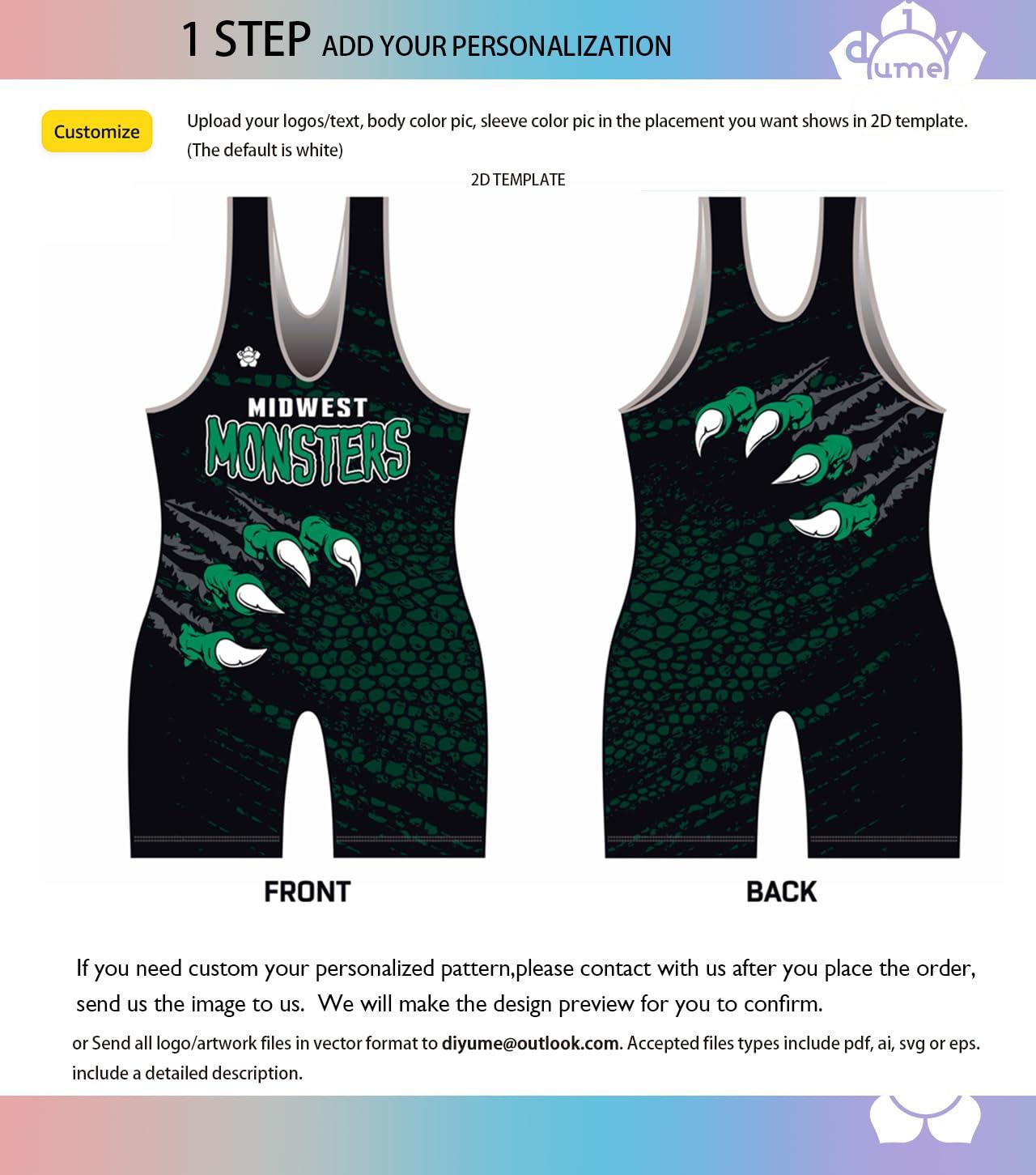 DIYUME DIYUME Custom Cartoon Wrestling Singlet Slim Fit Powerlifting Singlet for Men Women Youth Plus Size