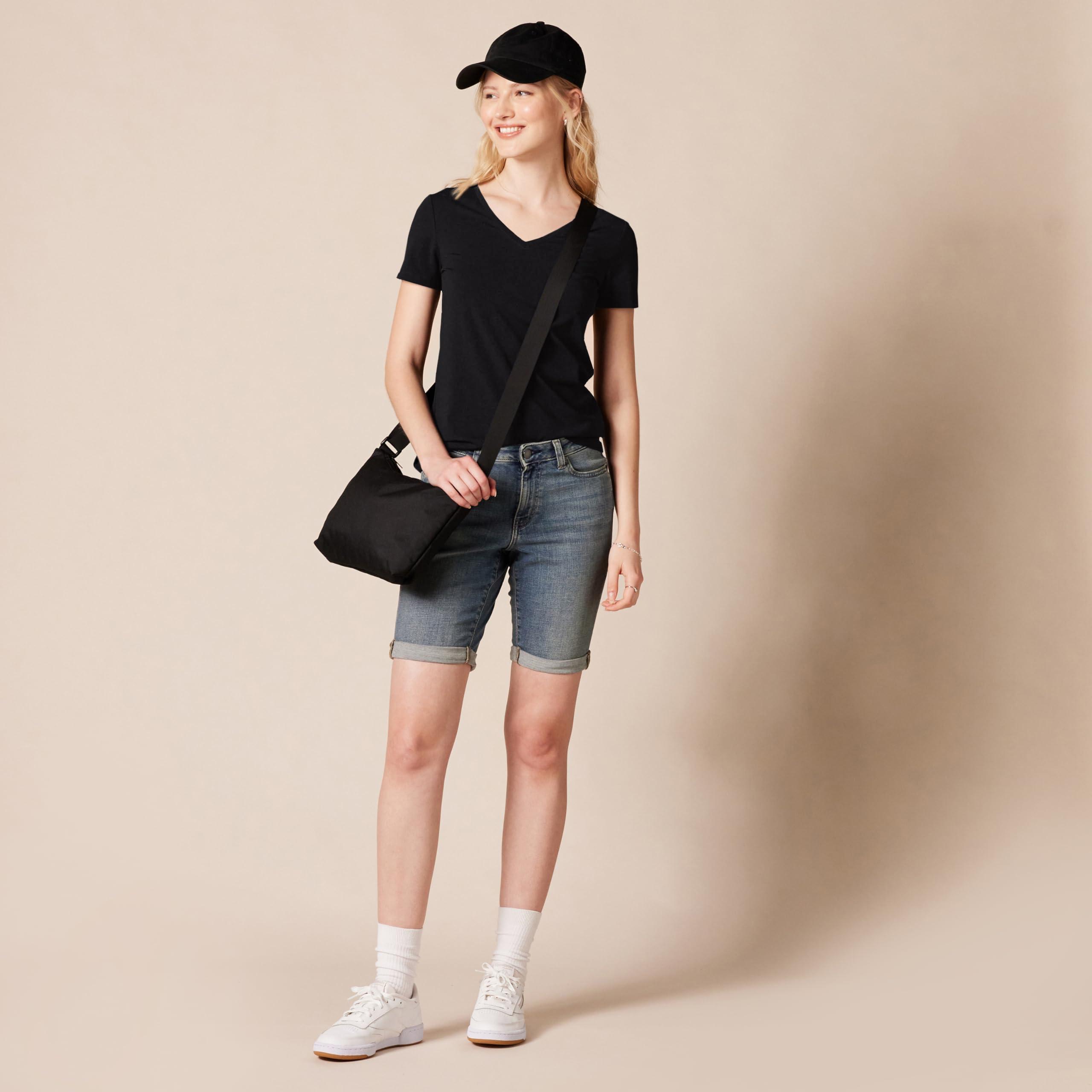 Amazon Essentials Amazon Essentials Women's Classic-Fit Short-Sleeve V-Neck T-Shirt, Pack of 2, Black/White, Small