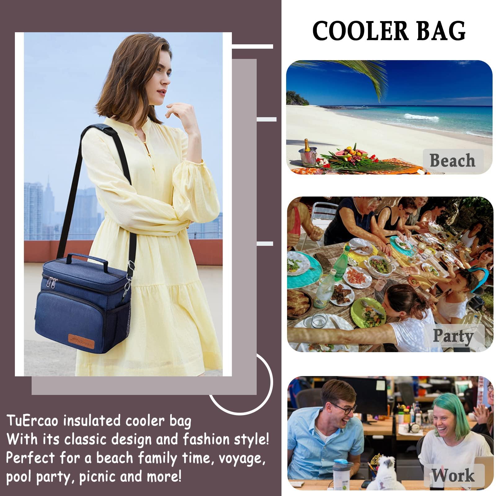 TuErCao TuErcao Cooler Bag - Leak Proof Portable Collapsible Soft Cooler Ice Chest for Beach Hiking Picnic Camping Travel Cooler for Car Road Trips, Lunch Box Cooler for Men Work Hieleras para Trabajo, Blue
