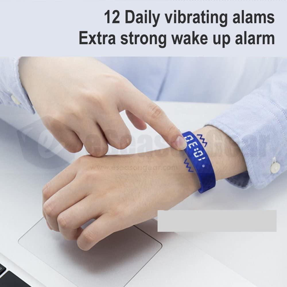 eSeasonGear eSeasongear VB80 Vibrating Alarm Watch, Silent Vibration Shake Wake ADHD Medication Reminder (Blue-Large-B2)