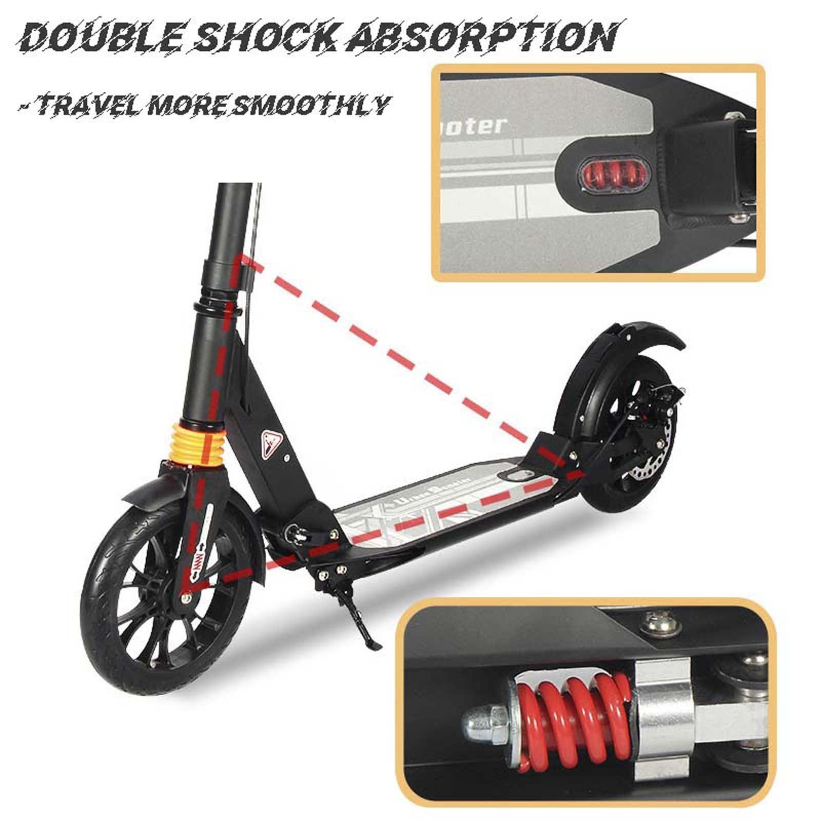 CUIOT CUIOT Kick Scooter for Adults - 8" Big Wheels Foldable Scooter for Kids Ages 10+,Teens & Adults, Adjustable Handlebar, Disc Brake& Suspension, Lightweight Aluminum Frame Up to 250+ lbs,Black