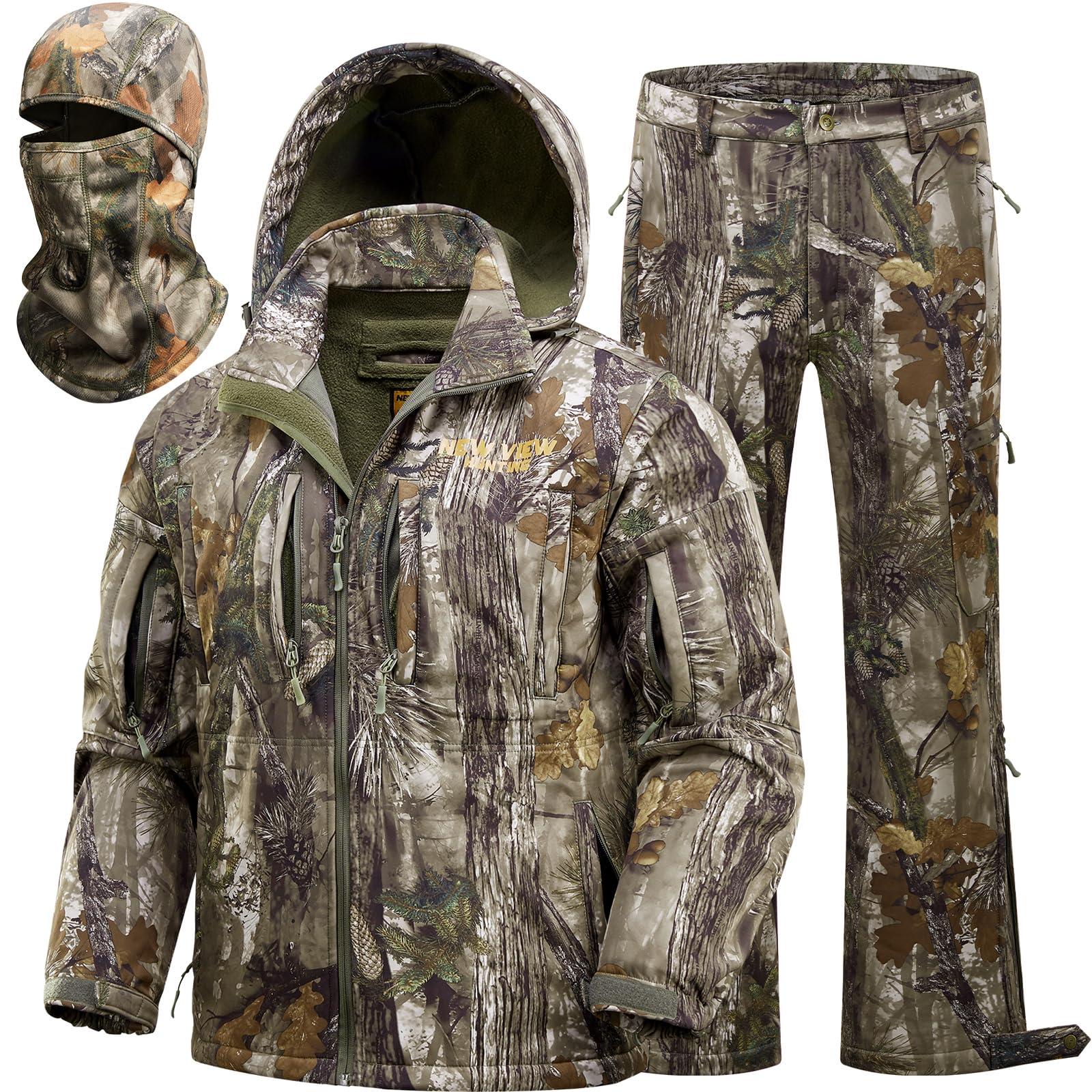 NEW VIEW NEW VIEW Camo Hunting Clothes for Men, Winter Warm Hunting Jacket and Pants,Fleece Lined Hunting Suit for Deer Duck Bow Hunts