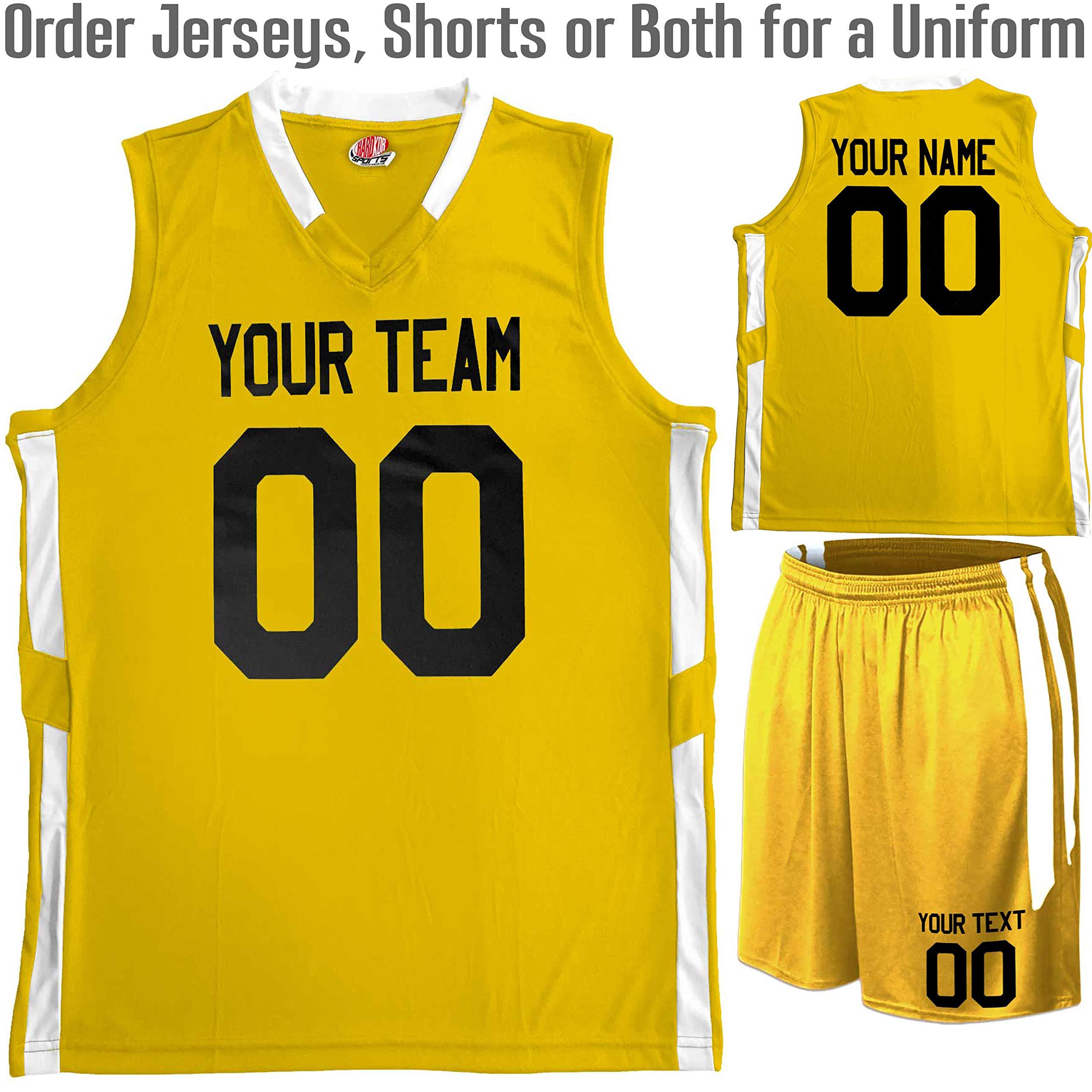 HARDKOR SPORTS Custom Basketball Short Old School Style Gold and White Adult X-Large