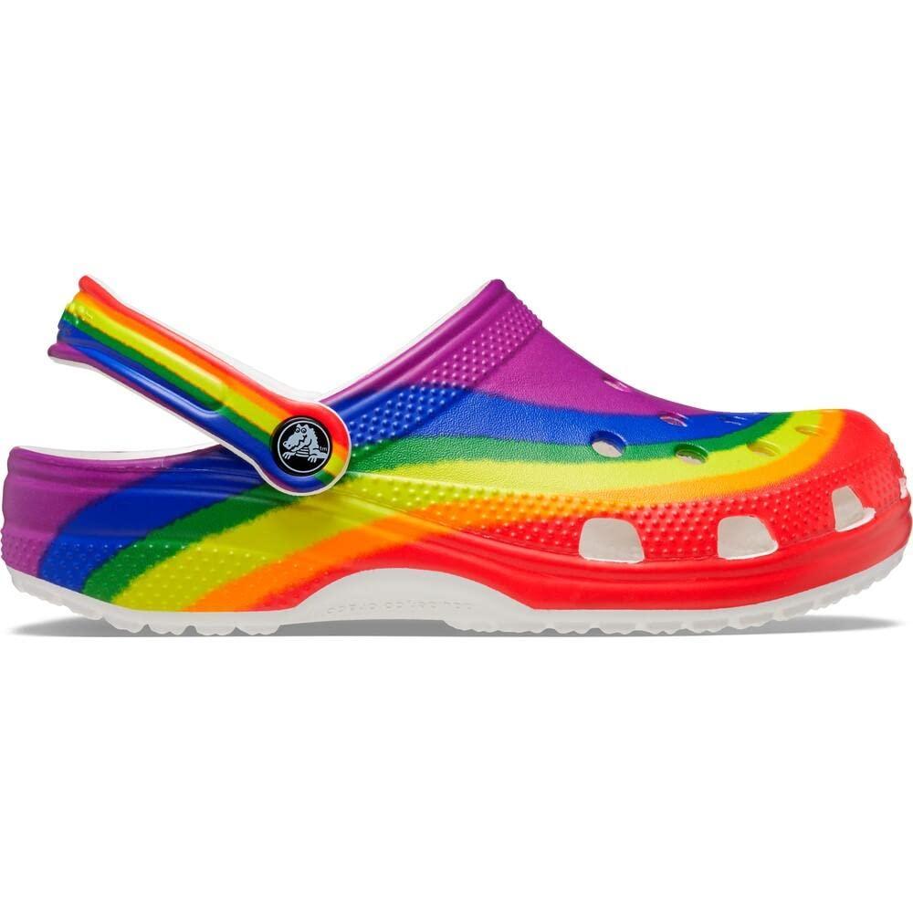 Crocs Crocs Unisex-Adult Classic Graphic Clogs, Rainbow, 14 Women/12 Men