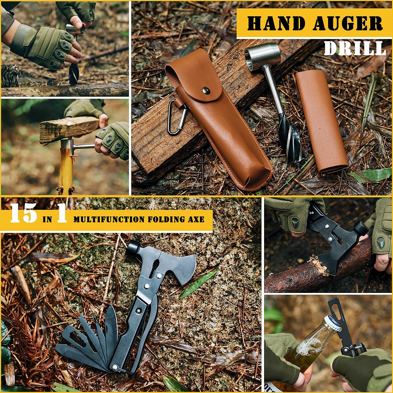 Skywod Survival First Aid Kit,99PCS Professional Survival Gear Large Hiking Backpack with Emergency Equipment Outdoor Adventure Accessories,Gift for Men Father - (Camo-Brown)