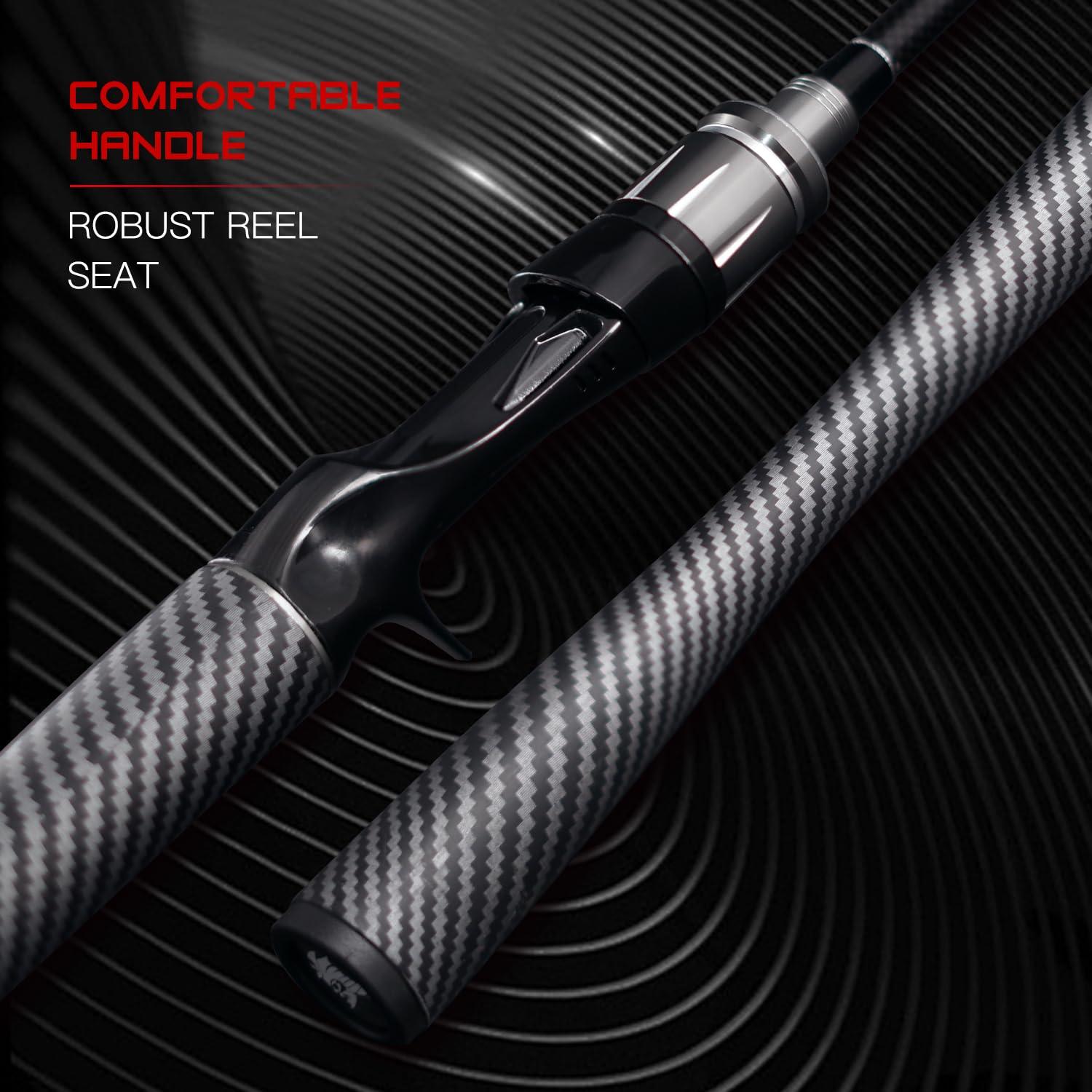SEASIR SEASIR Grandmaster Fishing Rod, Portable Spinning/Bait-Caster Rod 2-Piece, Compact Fishing Rod, Travel Surf Rod Medium-Fast, Carbon Fiber Fishing Pole for Saltwater Freshwater Trout Bass