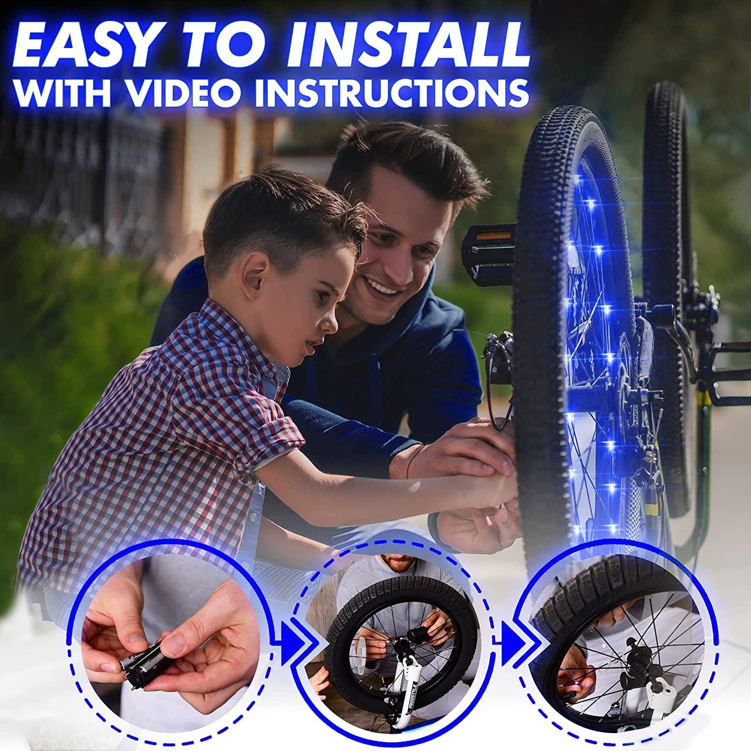 Activ Life Activ Life LED Bike Wheel Lights with Batteries Included, Get 100% Brighter and Visible from All Angles for Ultimate Safety & Style (1 Tire Pack, Patriotic)