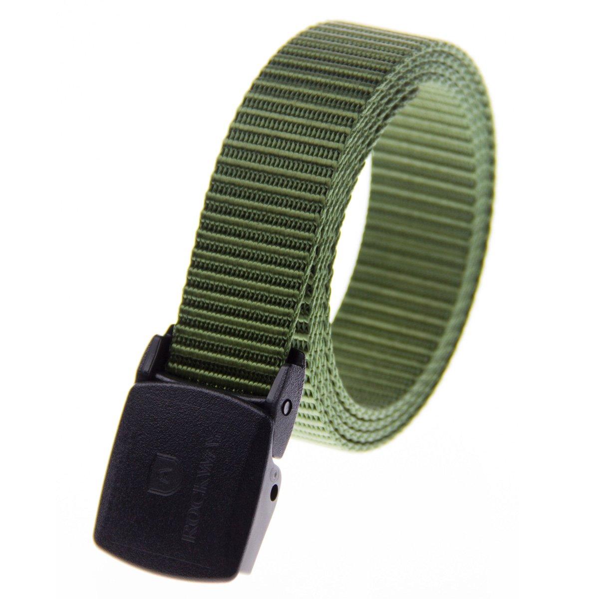 Rockway Rockway Climbing Sturdy Nylon Webbing with YKK POM Plastic Buckle 1.3 Inches Narrow Belt Green (Medium)