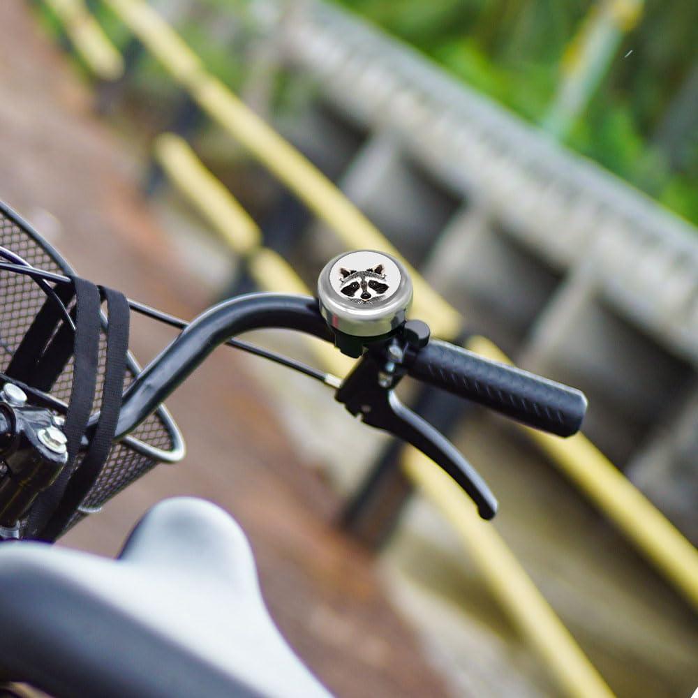 WIRESTER WIRESTER Silver Aluminum Round Bike Bell, Classic Ring Bicycle Bell, Bike Accessories Bell Ring for Adults Kids Girls Boys - Raccoon