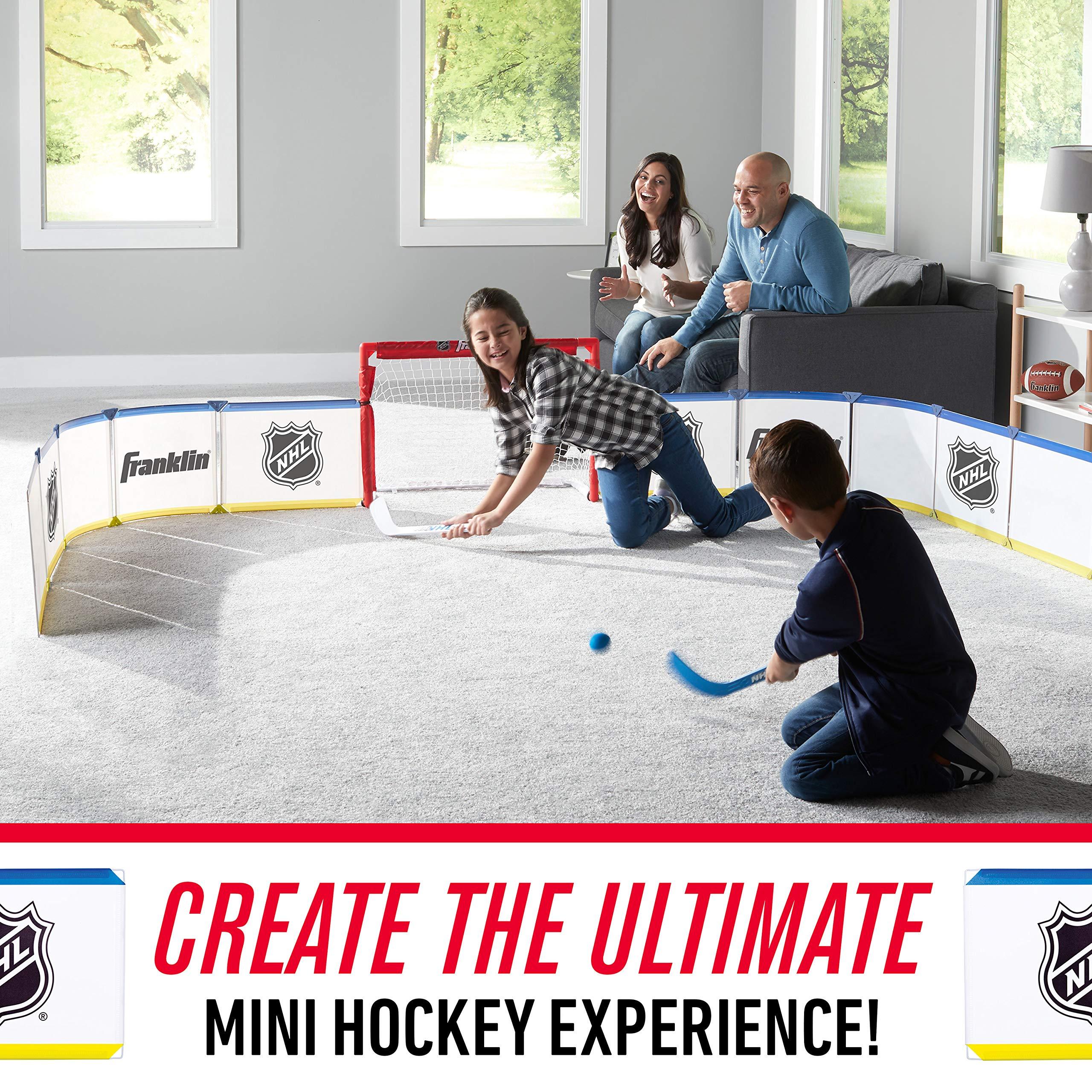 Franklin Sports Franklin Sports Mini Hockey Rink Set - Half Rink Knee Hockey Goal, Mini Sticks, and Ball Set - Indoor Mini Hockey Rink - Official NHL Licensed White