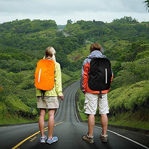 LAMA LAMA 2 Pack Waterproof Rain Cover for Backpack, Reflective Rucksack Rain Cover for Anti-dust/Anti-Theft/Bicycling/Hiking/Camping/Traveling/Outdoor Activities (1 Pcs Black + 1 Pcs Orange, L)