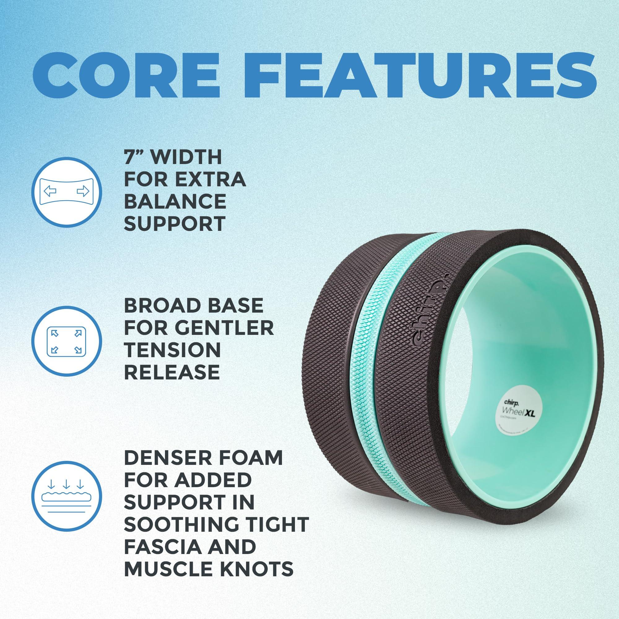 Chirp Chirp Wheel XL - Super Comfort Back Massage Foam Roller - Wider Back Stretcher, Plush Cushion, Enhanced Stability, Spinal Protection, Trigger Point Pressure, Back Cracking Device, Holds Up to 500 lbs