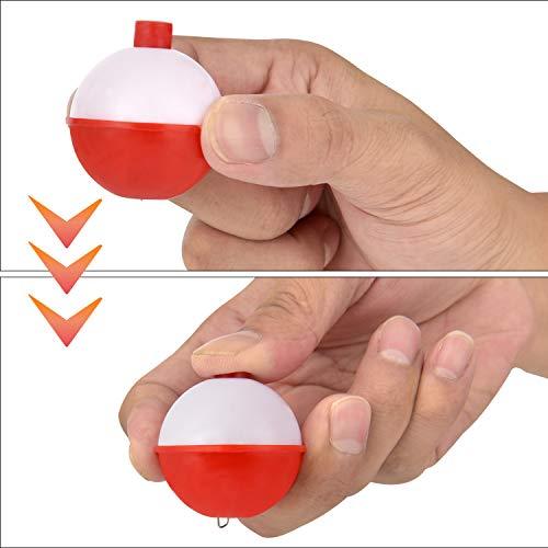 Coopay Coopay Fishing Bobbers 30Pcs-50Pcs/Lot Hard ABS Fishing Floats Set Snap on Float Red/White Bobbers Push Button Round Buoy Floats Fishing Tackle Accessories (1.5inch-30pcs)