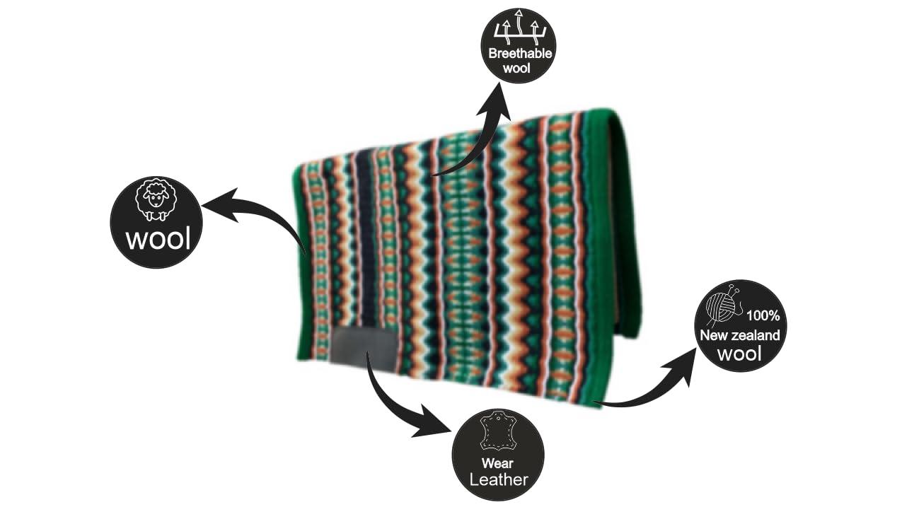 EQUINE OVERSEAS EQUINE OVERSEAS Western Saddle pad Saddle Blanket 100% New-Zealand Wool Show Pad Premium Quality (34 * 40, Royal Me)