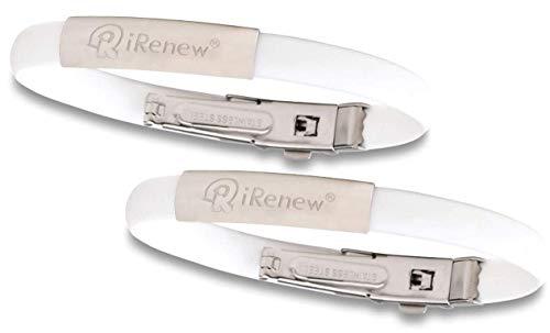 I-Renew The Original iRenew Energized Health and Well Being Fashion Bracelet Selective Frequency Resonance Patented Lightweight Wearable Technology 30-Day Money Back Guarantee Pack of 2 White