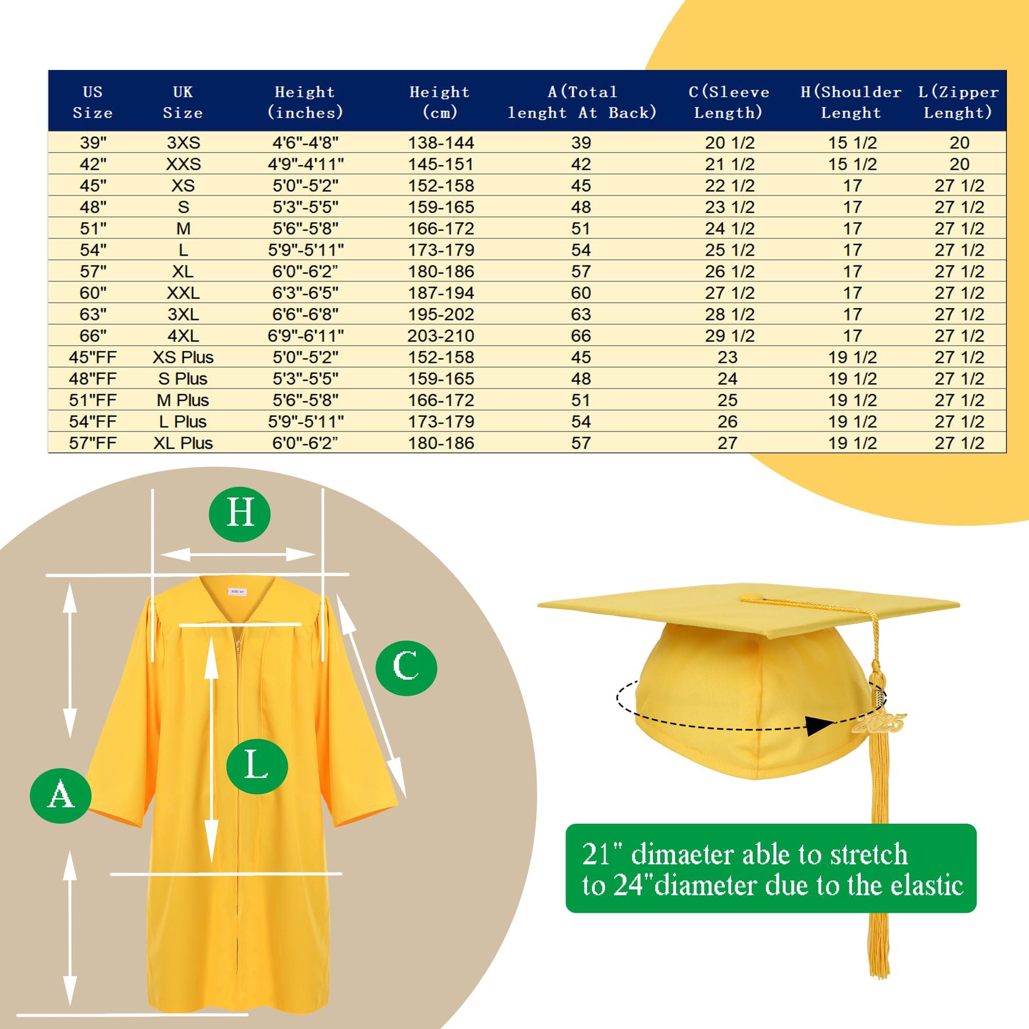 FtyFty FtyFty Unisex Adult Matte Graduation Cap and Gown Tassel Set (Purple, 54''(5'9''-5'11''))