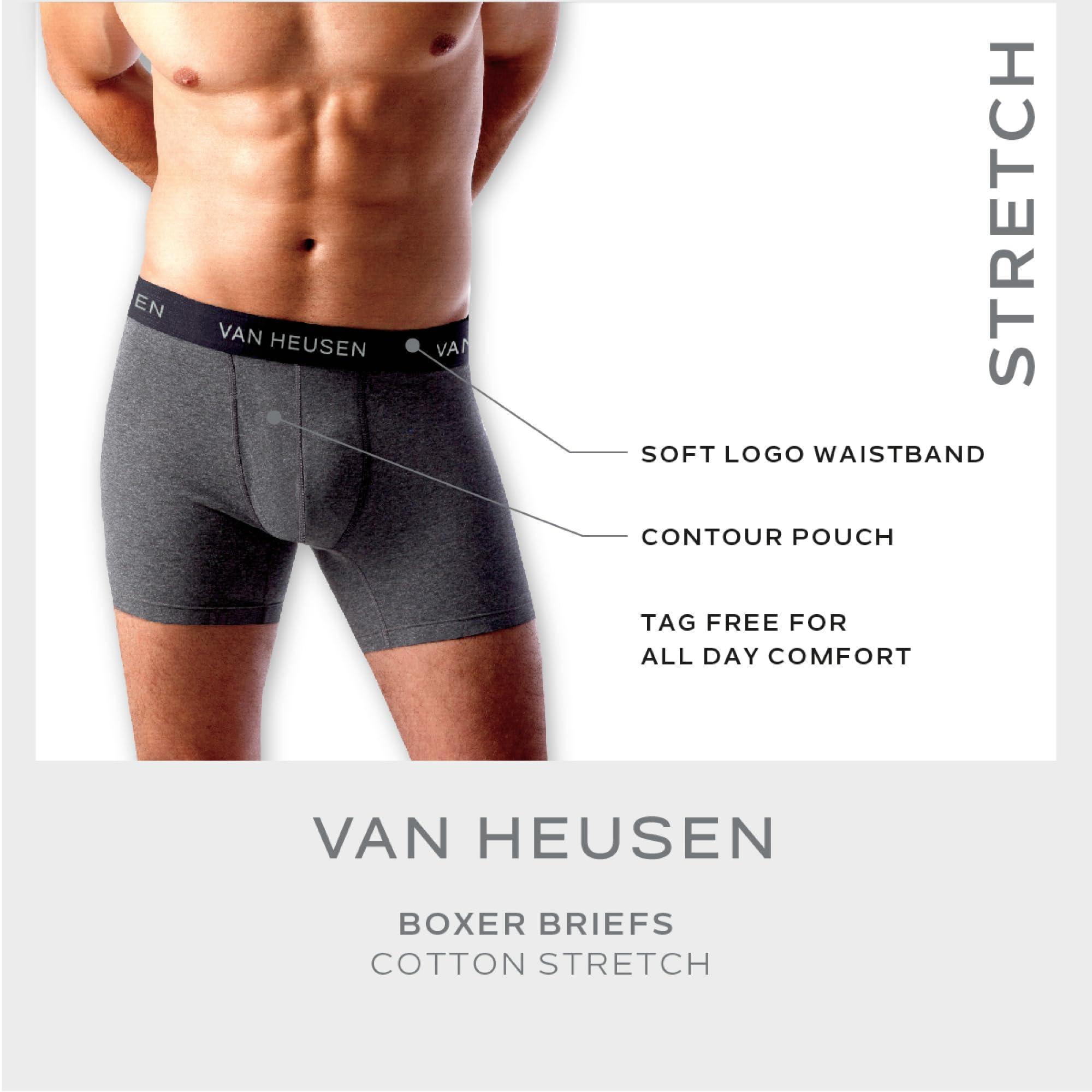 Van Heusen Van Heusen Mens Boxer Briefs - 3 Pack Soft Stretch Mens Underwear Boxers with Contour Pouch, Athletic Briefs for Men (S-XL), Size Medium, Black/Charcoal Grey/Red