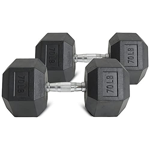 Titan Fitness Titan Fitness 45 LB Pair Free Weights, Black Rubber Coated Hex Dumbbell, Ergonomic Cast Iron Handle, Strength Training