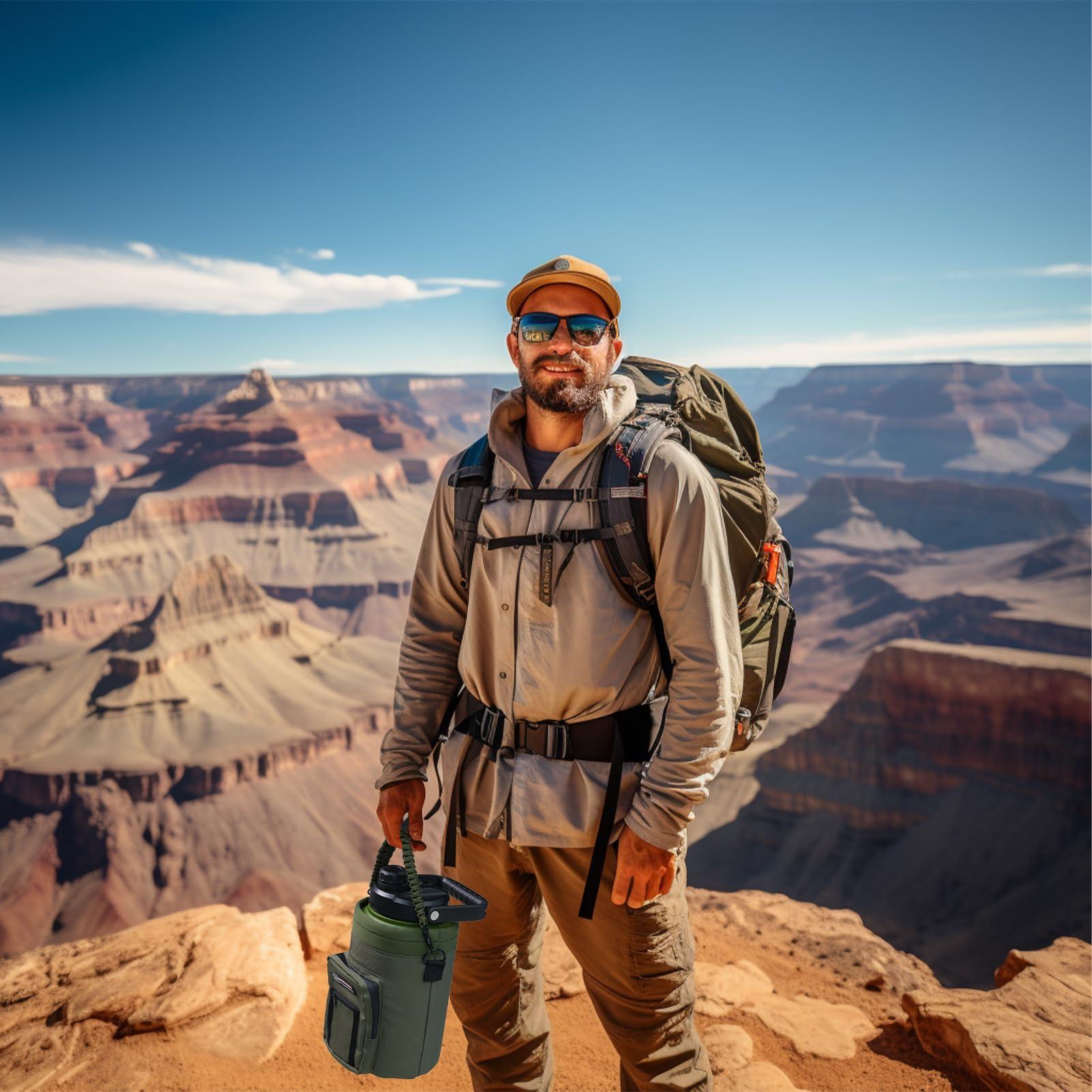 NATURE PIONEOR NATURE PIONEOR Insulated Water Bottle Holder with Shoulder Strap for One Gallon 128OZ Sports Water Jugs Bottles, Carrier/Pouch Sleeve for Outdoor Camping, Hiking,Gym