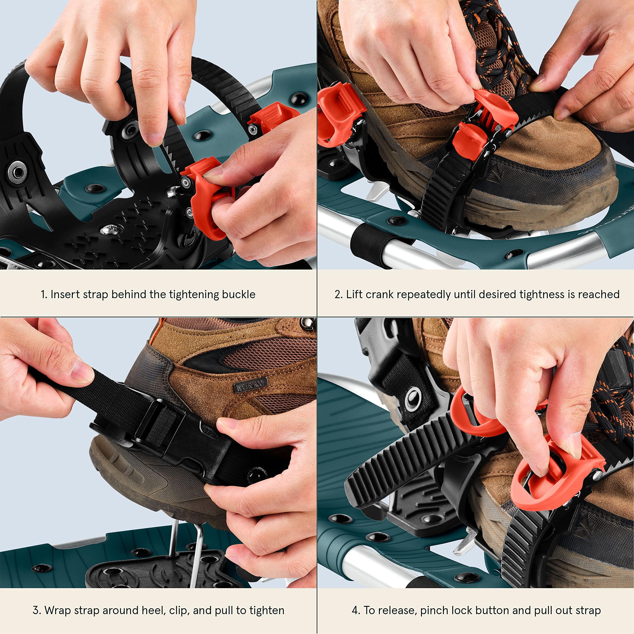 Retrospec Retrospec Drifter Snowshoe for Men & Women - Aluminum Frames & a Double-Rachet Binding System - Lightweight All Terrain Snow Shoes with Heel Lifters & Pivot System - 30\" Superior Blue