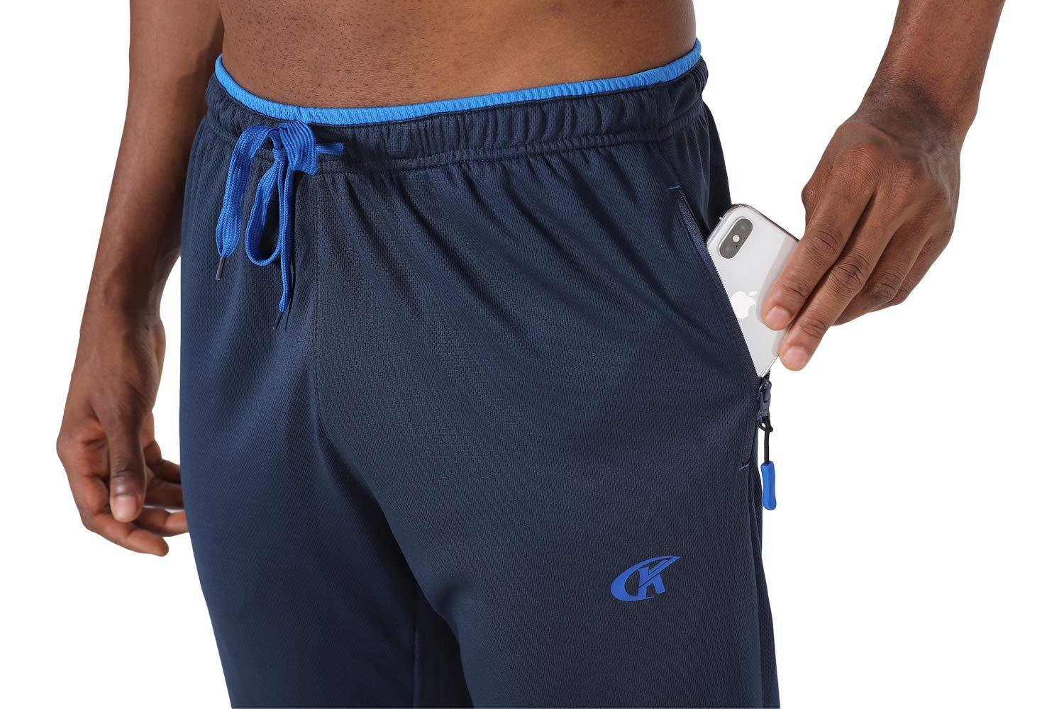 NEIKU NEIKU Men's Sweatpants with Pockets Open Bottom Workout Pants Men's Track Pants Men's Active Pants Blue Small