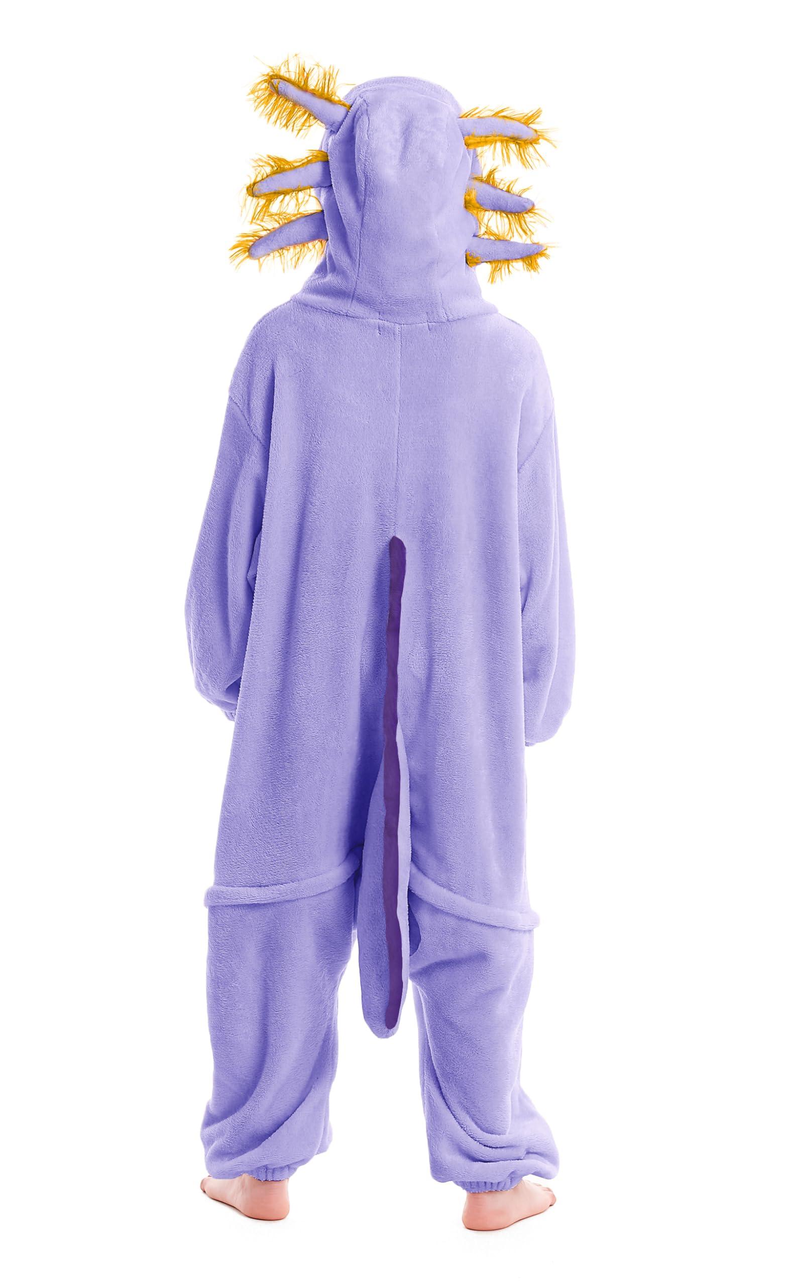 ATOZ ATOZ Unisex Children Animal Purple Axolotl Onesie, Halloween Costume Pajamas Christmas Cosplay Sleepwear For Boys Girls 10-11Y