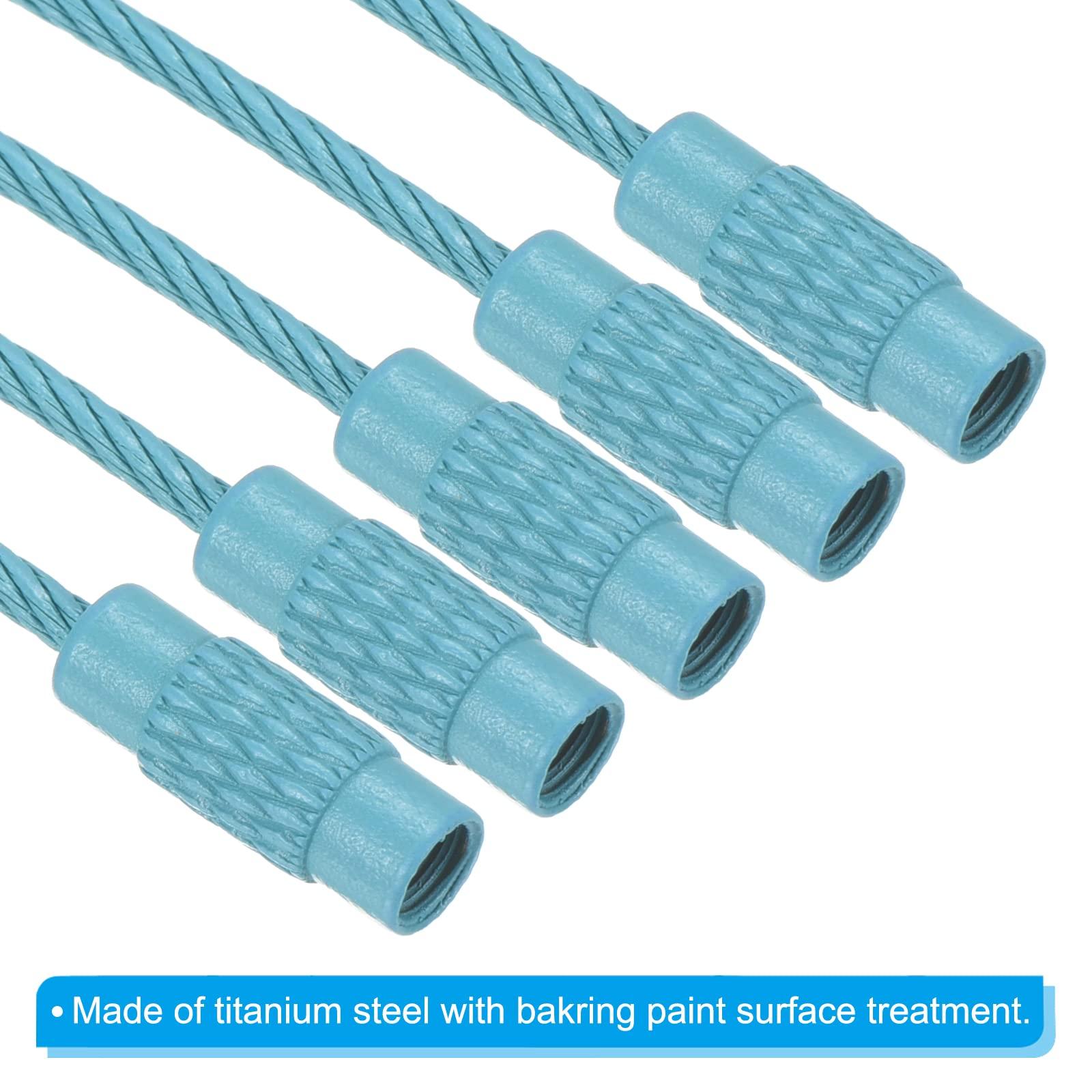PATIKIL PATIKIL 6 Inch Length Wire Keychain Cable, 5 Pack Titanium Steel Key Ring Loop for Outdoor Hiking Sport, Blue