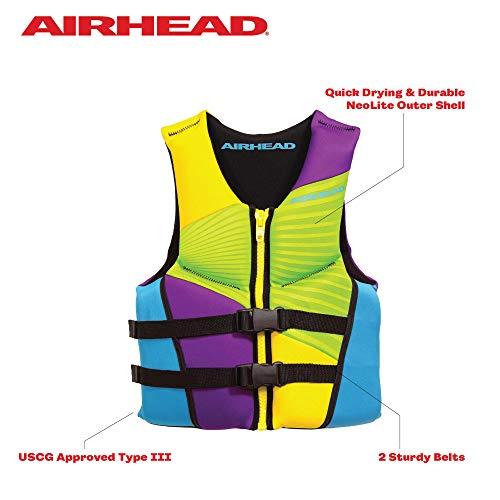 AIRHEAD Airhead Youth GNAR Kwik-Dry NeoLite Flex Life Vest, Yellow Multi-color (10074-03-B)