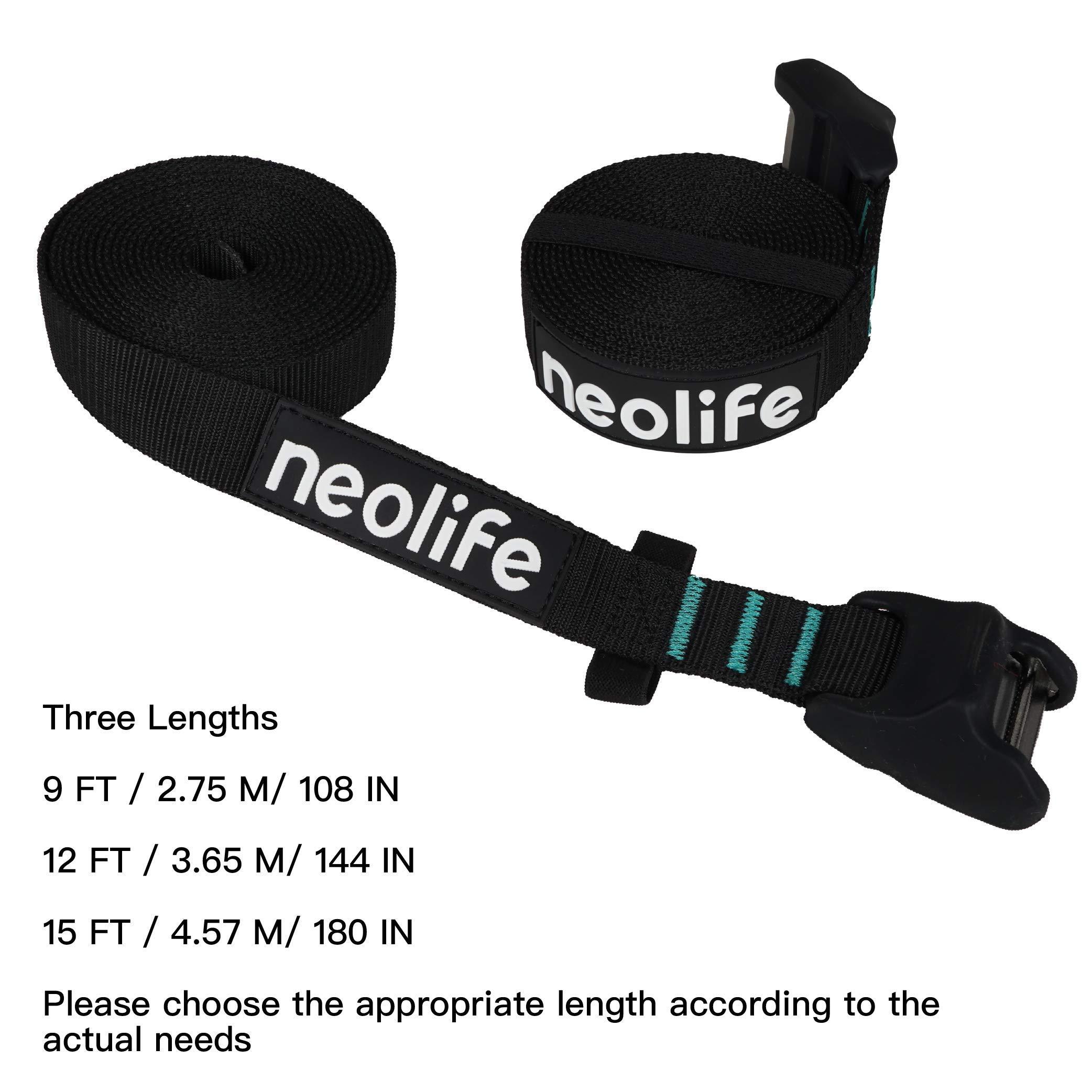 WONITAGO WONITAGO Premium 'No Scratch' Silicon Tie Down Cam Straps for Surfboards, Kayaks, SUP Paddleboards, Canoes, Snowboards 12ft (Pair)