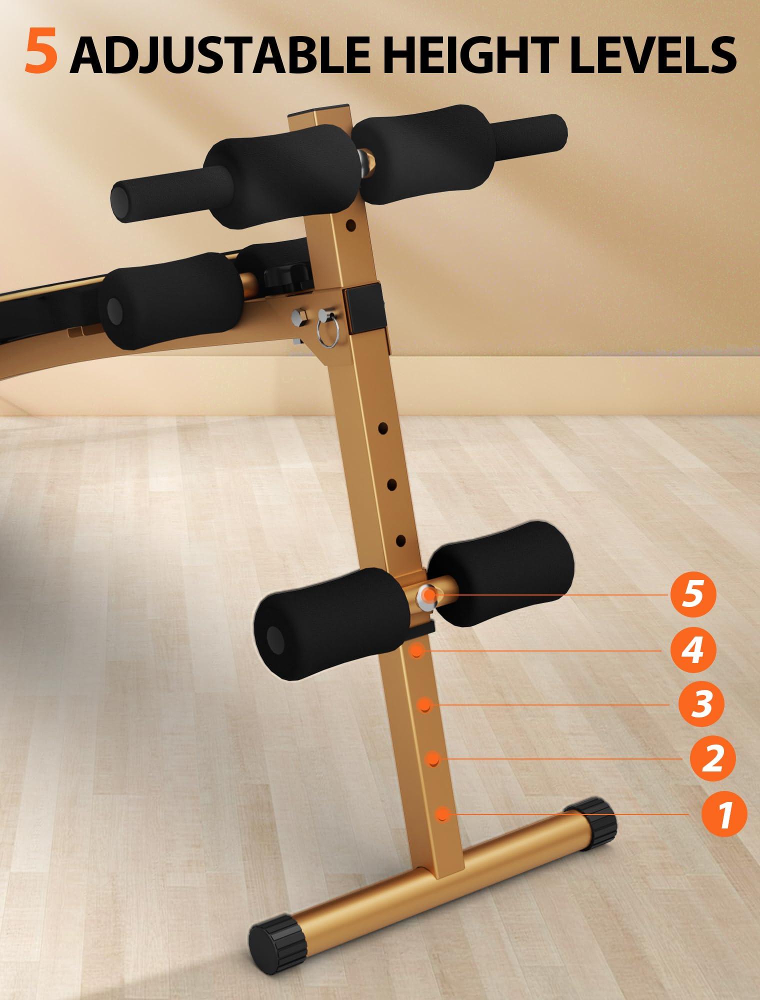 FitGoods FitGoods Sit Up Bench, Adjustable Workout Bench for Ab Exercise, Curved Incline/Decline Slant Bench, Five Adjustment Levels, Great Home Gym Workout Equipment for Building Abs and Core Muscles