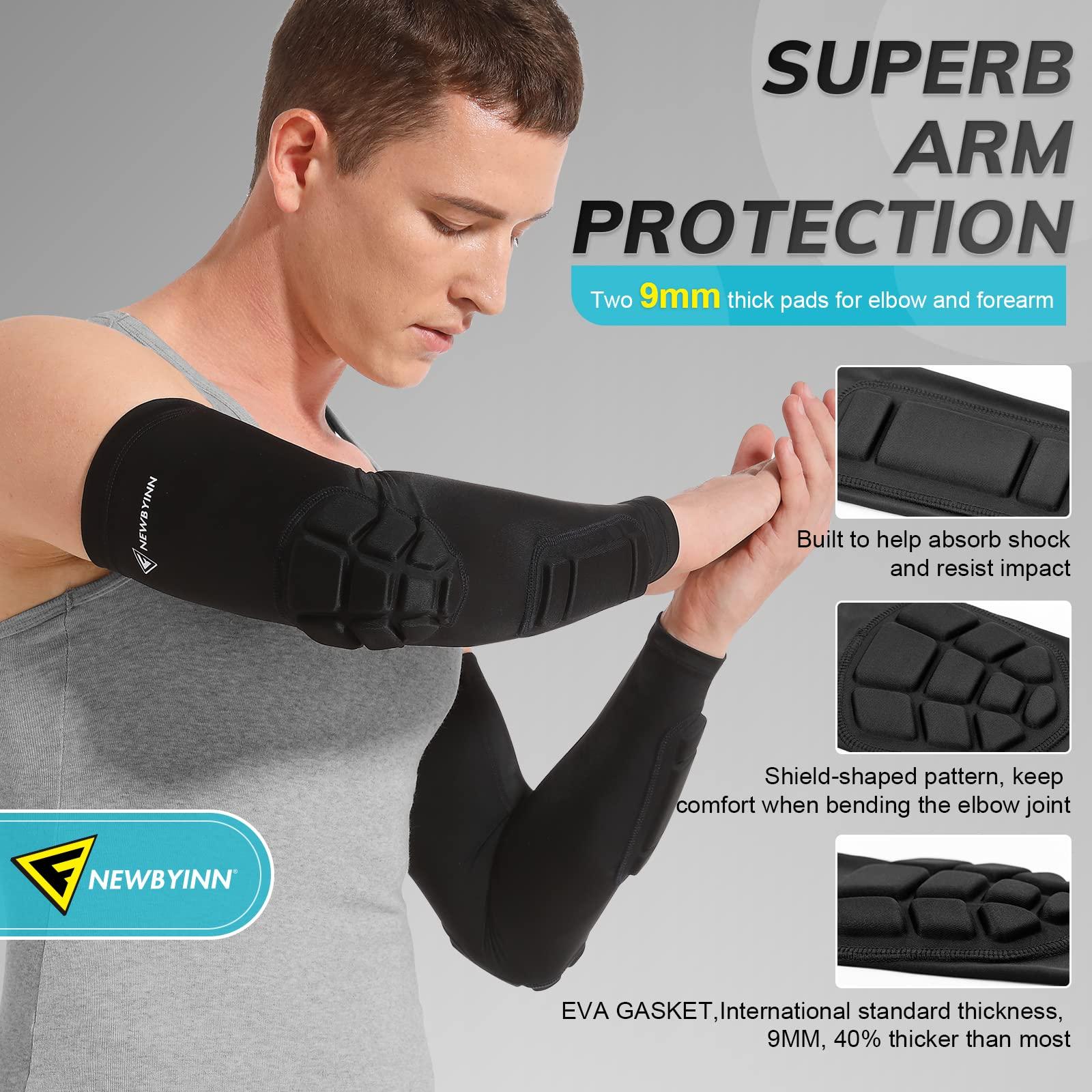 Newbyinn Newbyinn Padded Arm Sleeves 2 Pack, Elbow Forearm Crashproof Pads for Football Basketball Volleyball Soccer