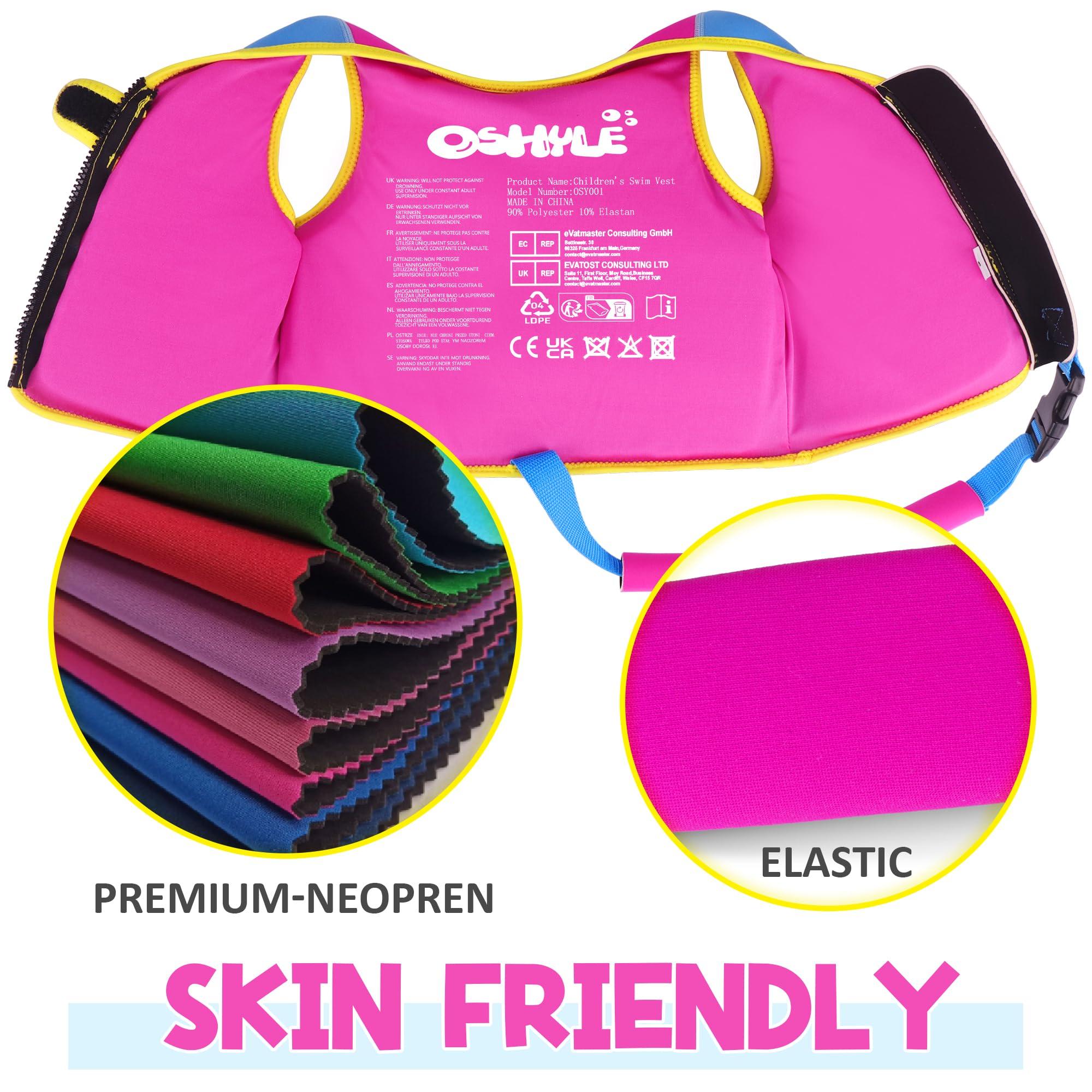 OSHYLE OSHYLE Premium Neoprene Swim Vest for Kids - with Adjustable Safety Straps Age 1-9,Ideal Buoyancy Swim Aid for Boys, Girls, and Toddlers (Unicorn, M(3-6))