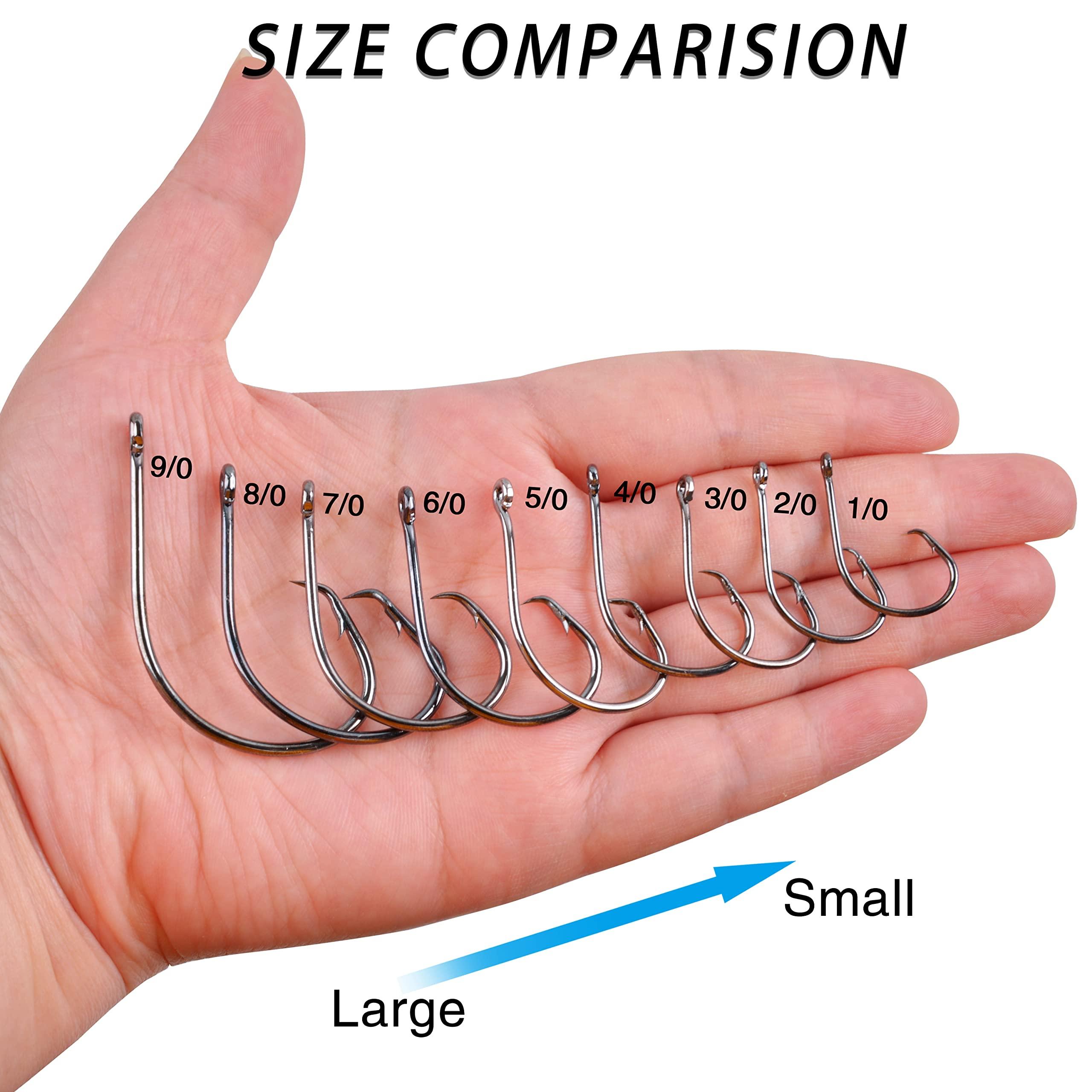 AGOOL Fishing Hooks Circle Hooks Saltwater, 50/150pcs in-line Circle Hooks High Carbon Steel Fish Hooks Straight Eye Barbed Point Catfish Hooks Octopus Hooks for Freshwater Saltwater Fishing