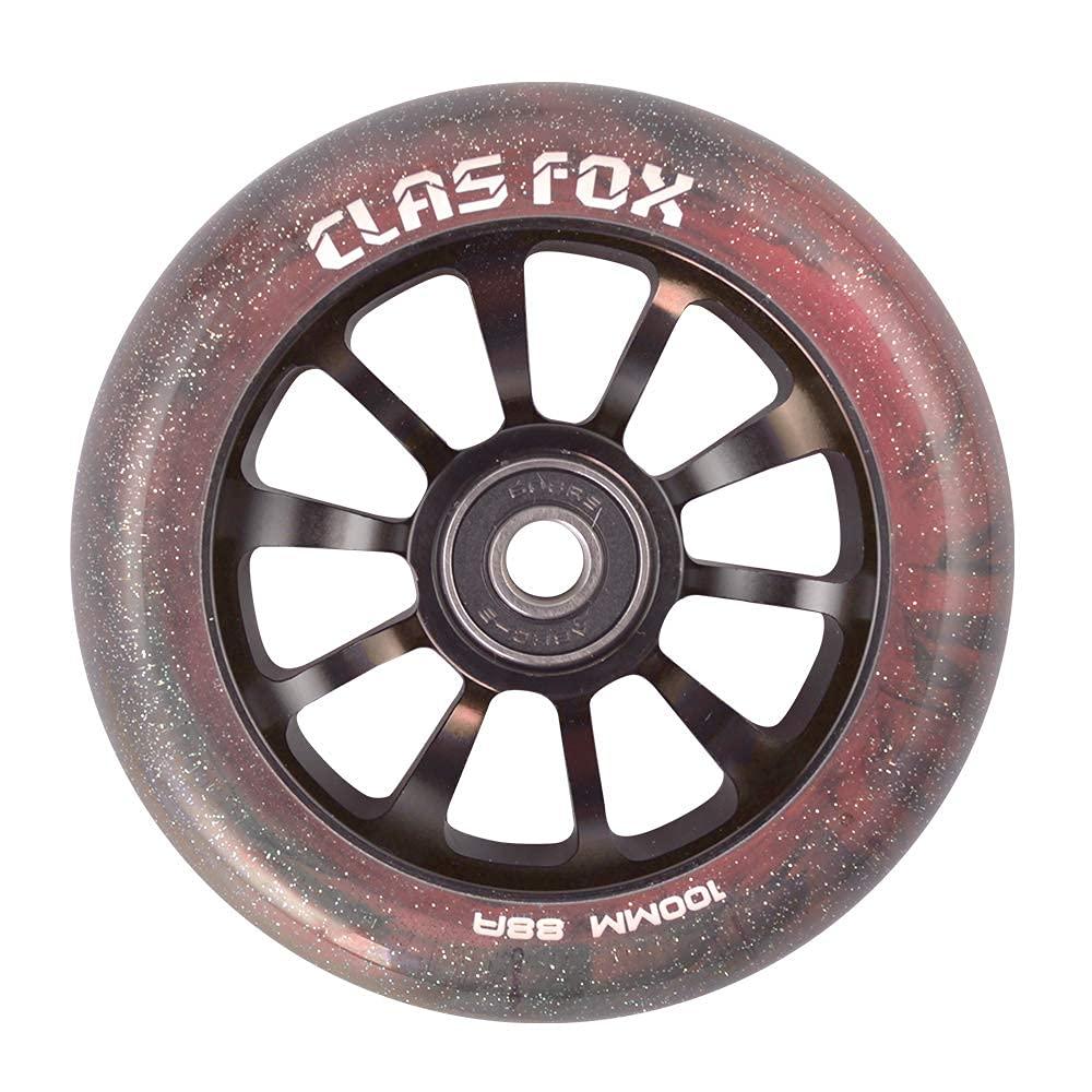 CLAS FOX CLAS FOX Pro Scooter Wheels 100mm Transparent Sparkle PU with ABEC-9 Bearings CNC Metal Core (2pcs) (Brown)