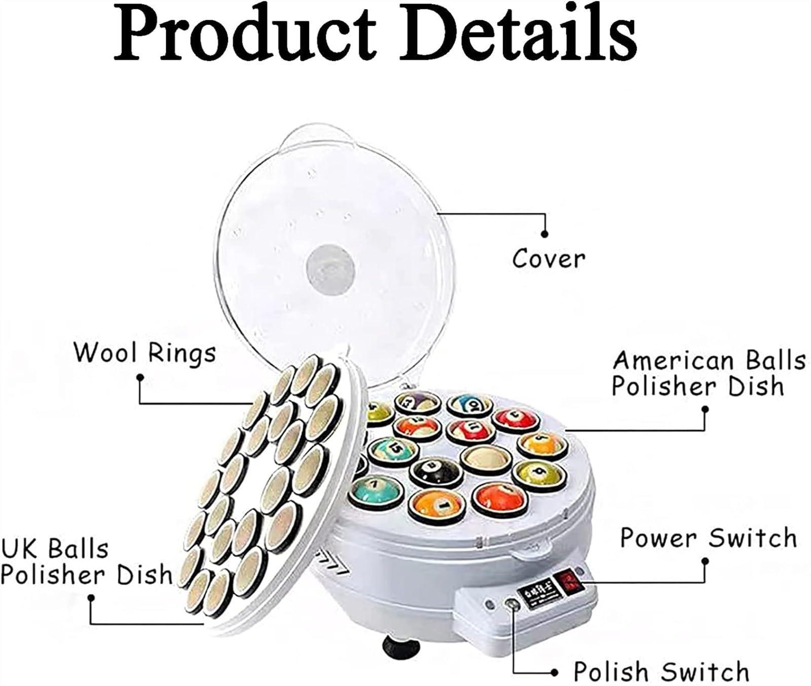 Taygate Billiard Cleaning Machine Snooker Billiard Cleaning Machine, Pool Ball Polishing Cleaning Machine, 16 Balls Snooker Clean Bulletproof Ballistic, Pool Ball Cleaner Suitable for Billiards Ball Set Snook