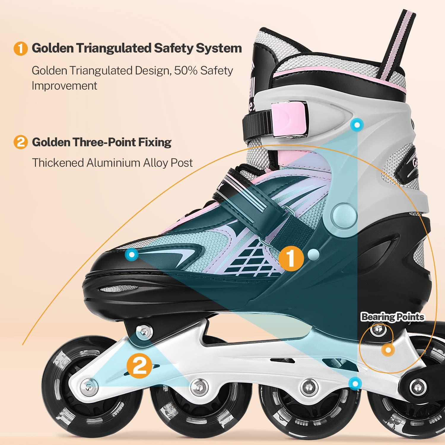Gonex Gonex Inline Skates for Girls Boys Kids, Adjustable Skates Outdoor Blades Inline Roller Skates for Children Teens Women with Light Up Wheels for Indoor Outdoor Backyard Skating, Pink S