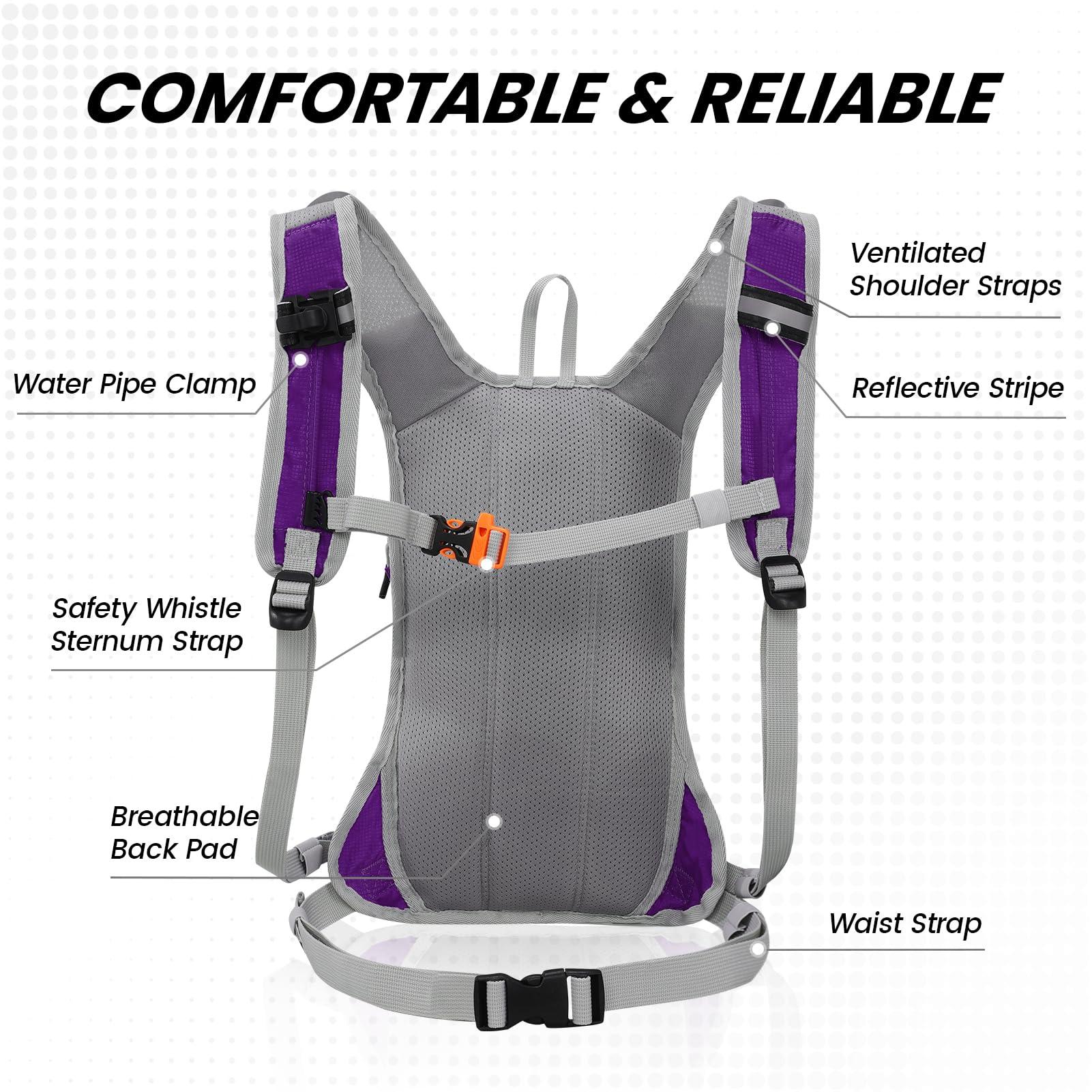 Nepest Nepest Hydration Pack Backpack with 2L Water Bladder, Lightweight Water Backpack for Hiking, Running, Biking, Dark Purple