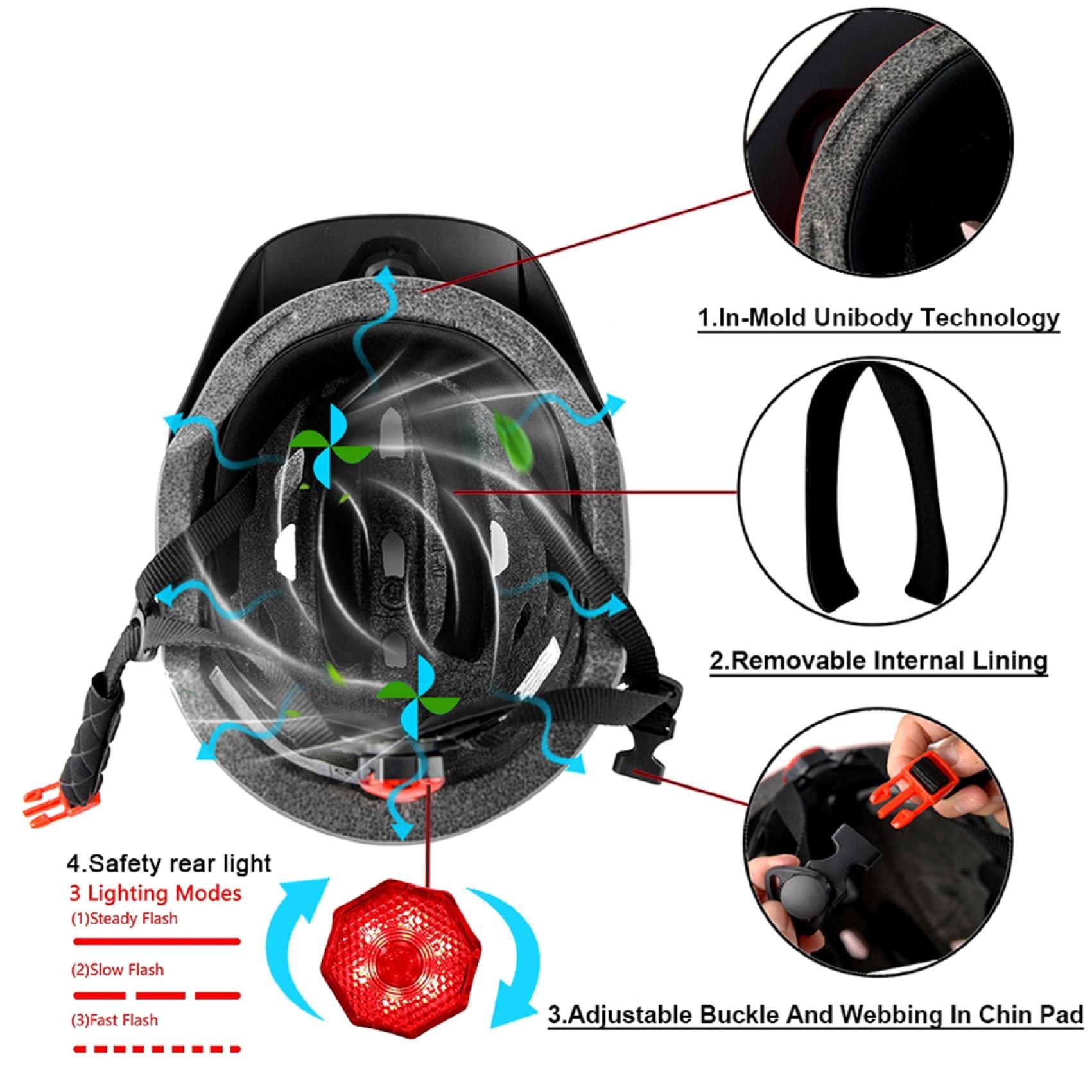 Bavilk Kids Bike Helmet,Bavilk Kids Boys Girls Bike Helmets with LED Light Detachable Visor Children Youth Teen Multi-Sport for Skating Cycling Scooter Skateboard Adjustable & Lightweight 19.7"-22.4"