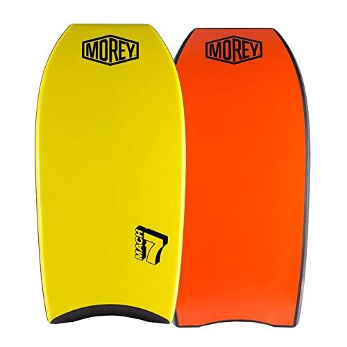 Morey Morey Mach 7 Bodyboard - PE Core, TC8 Deck, HDPE Slick, Single Power Rod Stringer, Crescent Tail, with Channels for Bodyboarding Surfing Waves Ocean Summer Fun Beach (42")