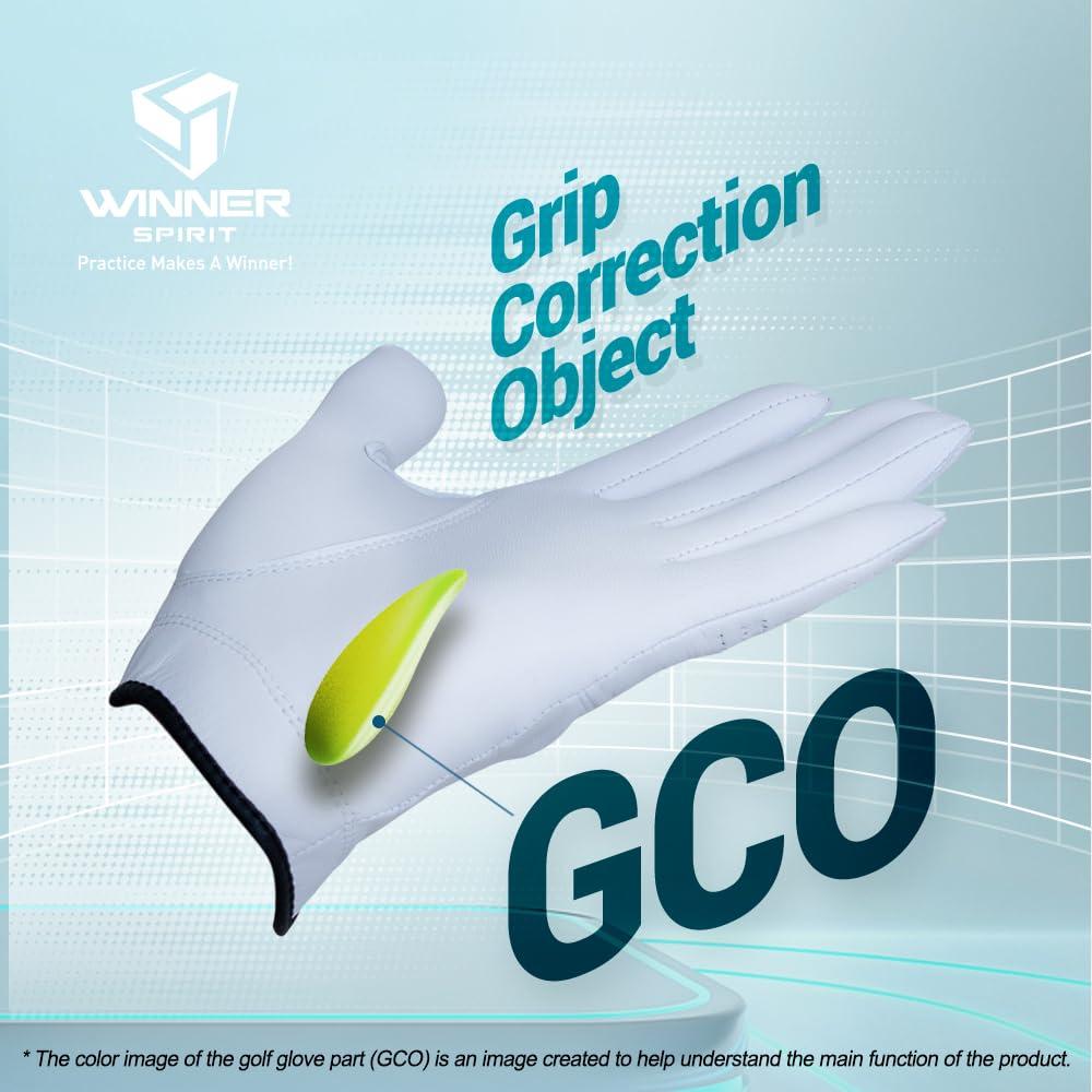 WINNER SPIRIT WINNER SPIRIT Miracle Grip Training Golf Glove Consistent Stable Grip with Cabretta Leather (Hard, Left Hand, Womens S(20))