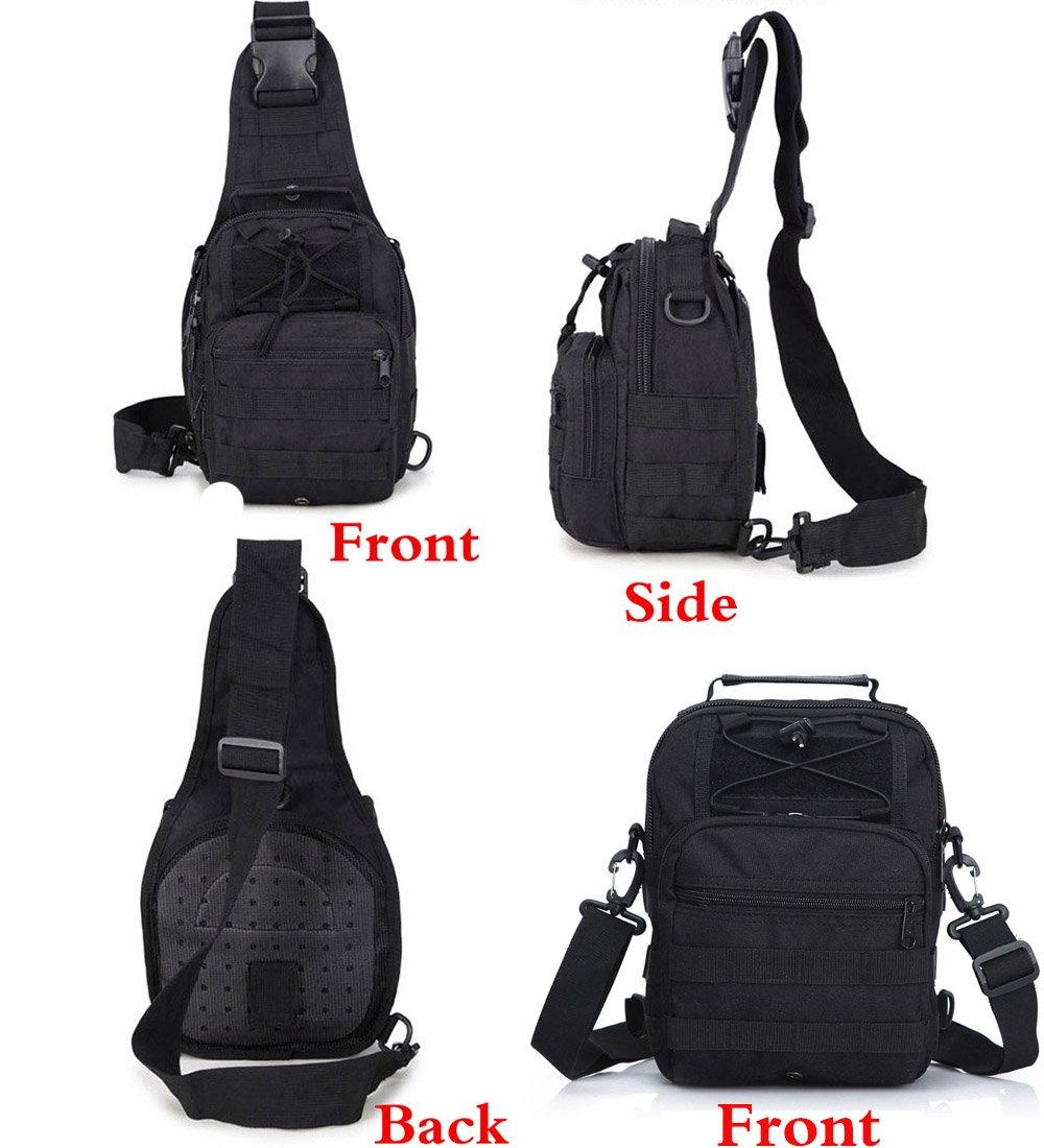 Rullar Rullar Small Hiking Daypack Sling Chest Bag Multifunctional Shoulder Messenger Crossbody Backpack Camping Pack Black