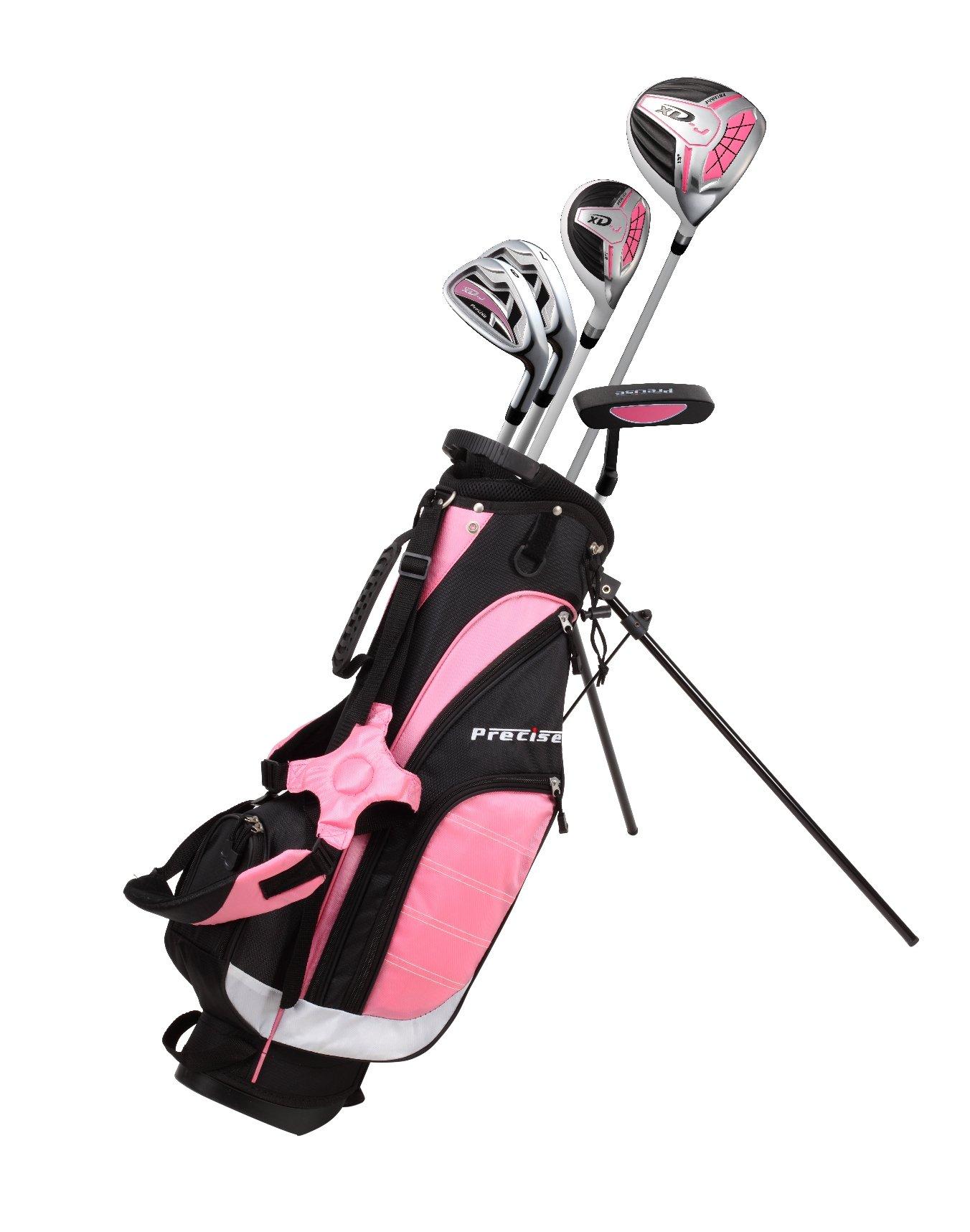 Precise Precise XD-J Junior Complete Golf Club Set for Children Kids - 3 Age Groups Boys & Girls - Right Hand & Left Hand! (Pink Ages 9-12, Left Hand)