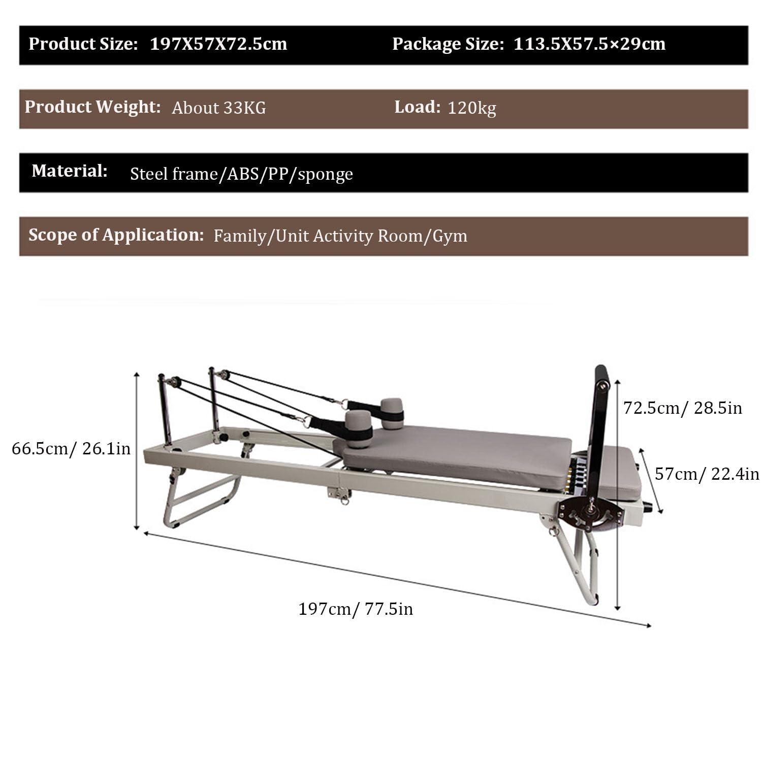 PUSHIZHIGUANG Foldable Pilates Reformer, Pilates Reformer Machine for Home,Pilates Reformer with Springs,Pilates Machine for Gym Workout and Home Use,Suitable for Yoga & Pilates Fans (Black A)