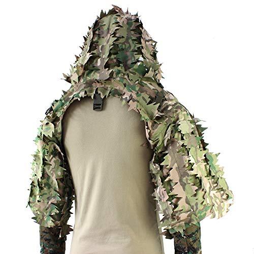 ROCOTACTICAL ROCOTACTICAL Sniper Ghillie Viper Hood with 3D Laser-Cut Leaves, Tactical Ghillie Suit Foundation for Wargame, Hunting, Airsoft, Sniper Coat