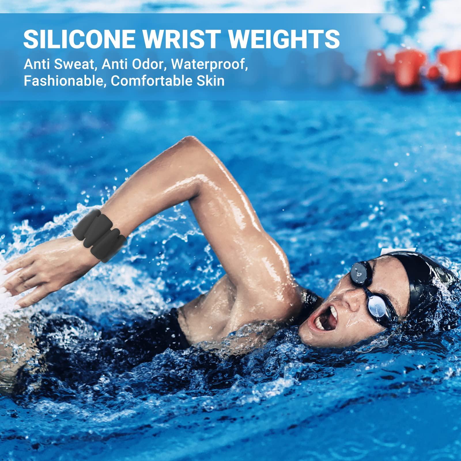 MXiiXM MXiiXM Wrist Weights Set of 2, Adjustable Silicone Weight Bracelets for Women & Men, Wearable Ankle/Wrist Weights Suitable for Yoga, Dance, Pilates, 2lb/4lb (4lb, Black)