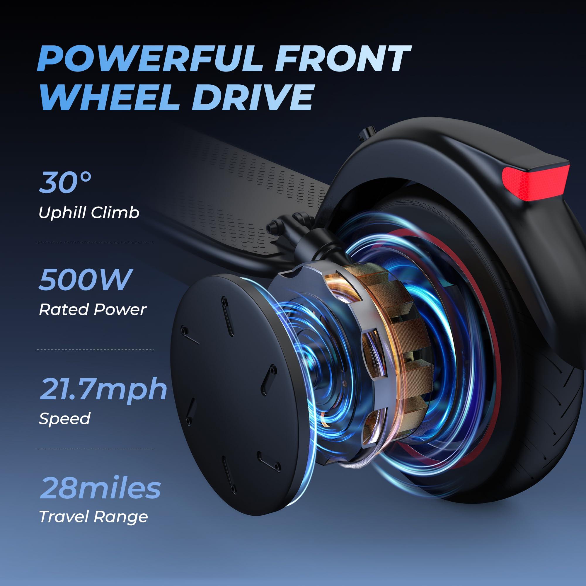 Alloweek Alloweek Electric Scooter, 10" Solid Tires, 500W Motor, 22Mph, 22/28/52 Miles Long Range, Folding E-Scooter with Dual Suspension and Braking System (A1MAX)