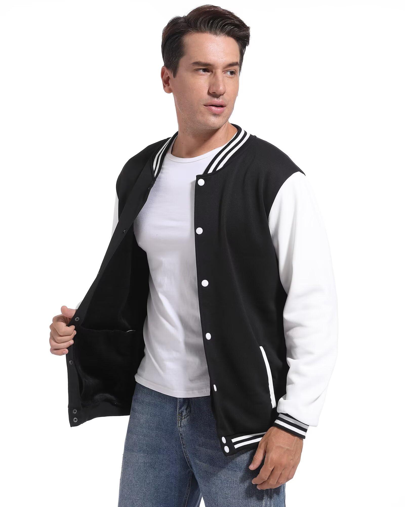 DHSPKN DHSPKN Men's Varsity Baseball Jacket Causal Slim Fit Varsity Letterman Jacket Boys Bomber Jackets Green XXL